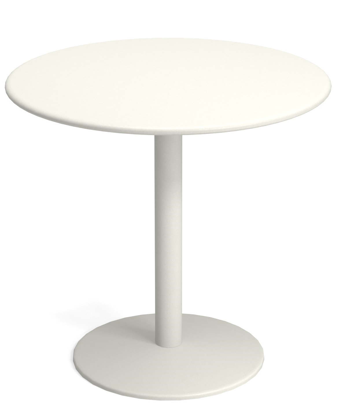 Weißer, runder Thor Tisch von Emu mit zentralem Standfuß, ideal für Garten und Terrasse.