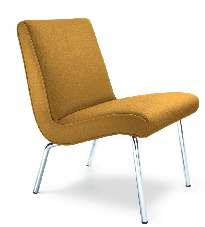 Goldener 607 Vostra Sessel von Walter Knoll mit verchromten Beinen, moderner Lounge Sessel für Wohnzimmer und Büro.