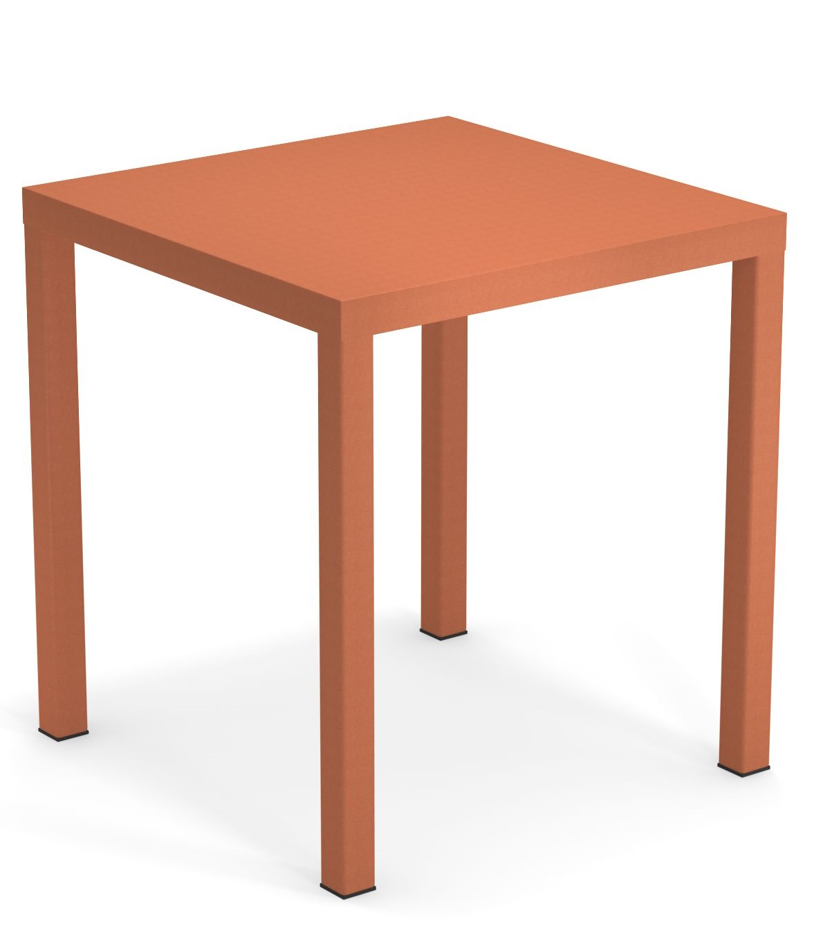 Quadratischer, orangefarbener Nova Tisch von Emu für den Außenbereich, ideal für Garten und Terrasse.
