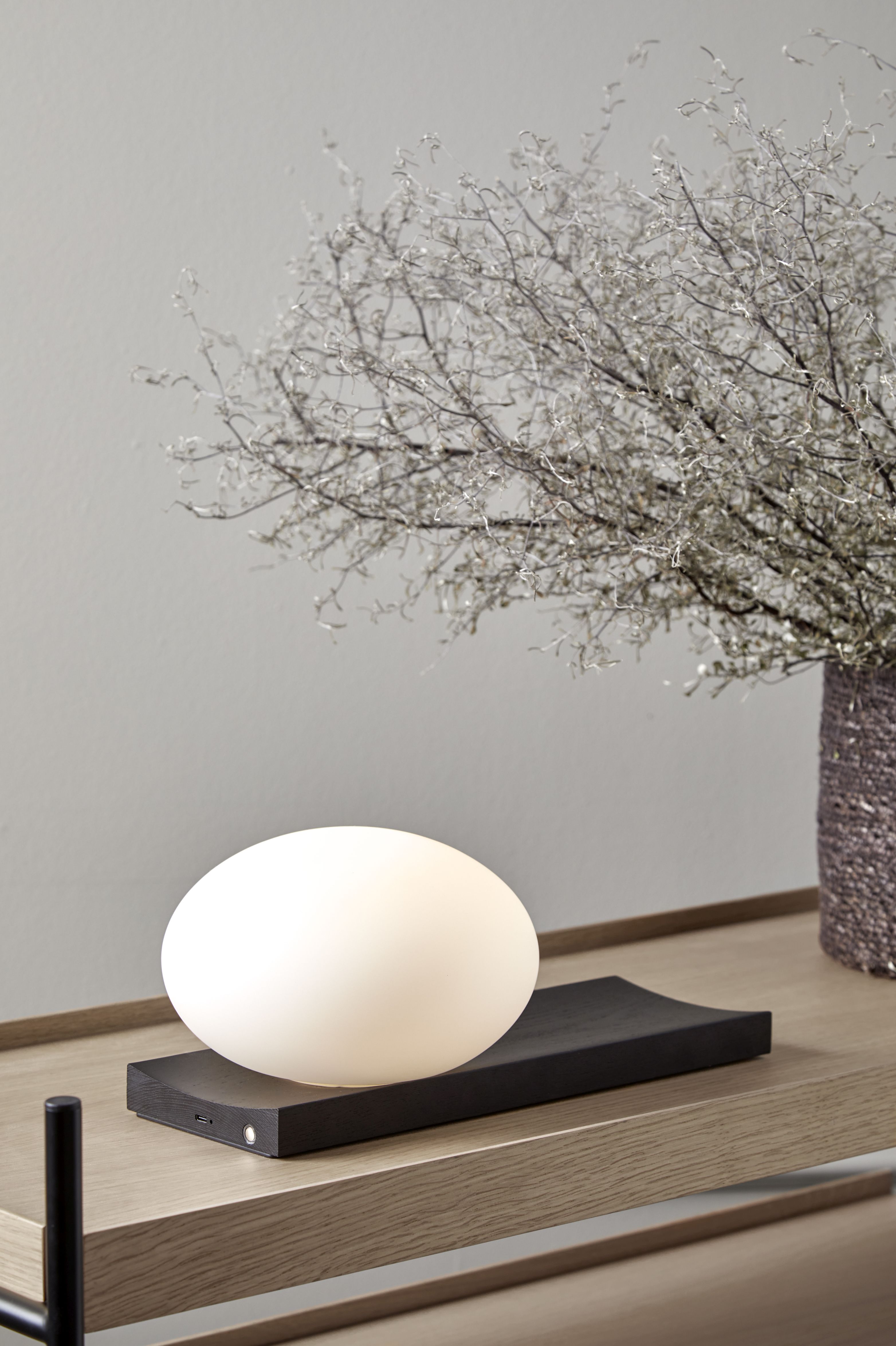 Dew tafel- en wandlamp, essenhout, zwart gelakt, Woud