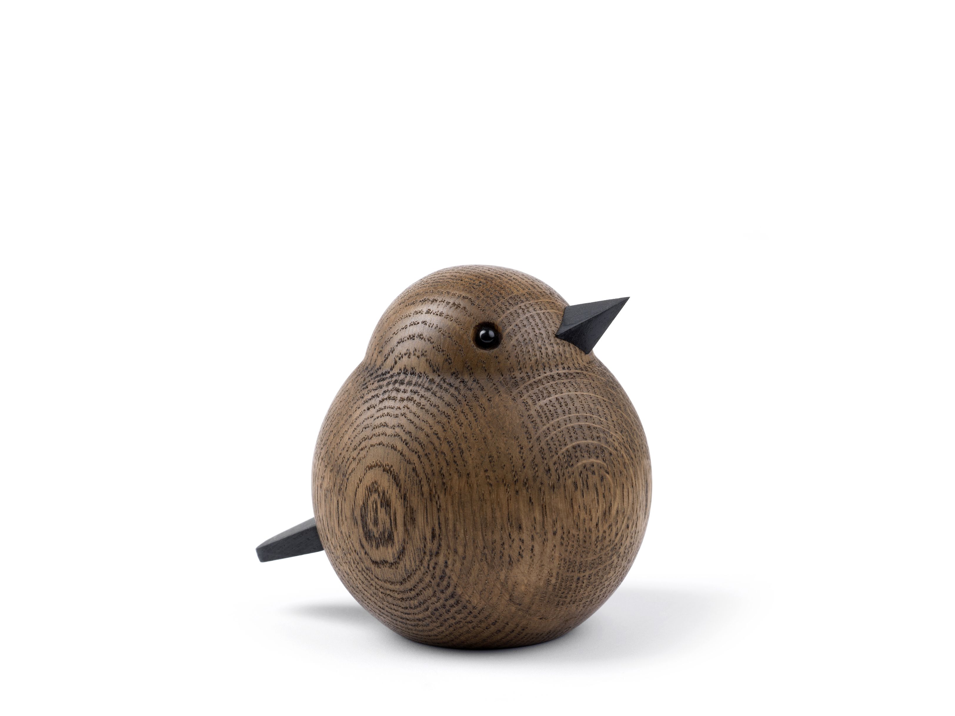Papa Sparrow Holzfigur: Rauchgebeizte Eiche Vogel Dekoration für Wohnzimmer und Kinderzimmer.