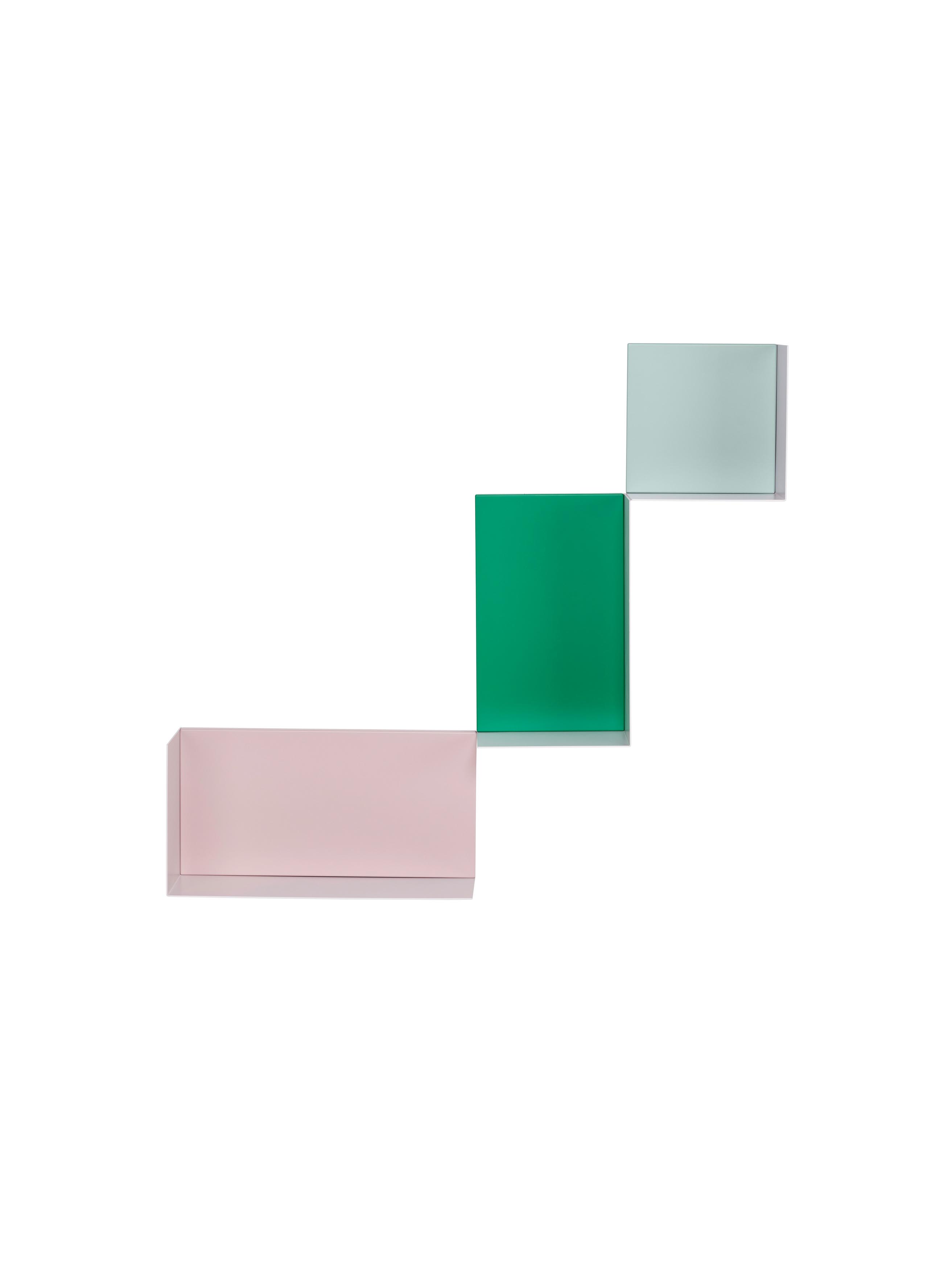 Dado Regalelement von Schönbuch: Wandregal in Rosa, Grün und Hellblau, moderne Möbel für Wohnzimmer und Büro.