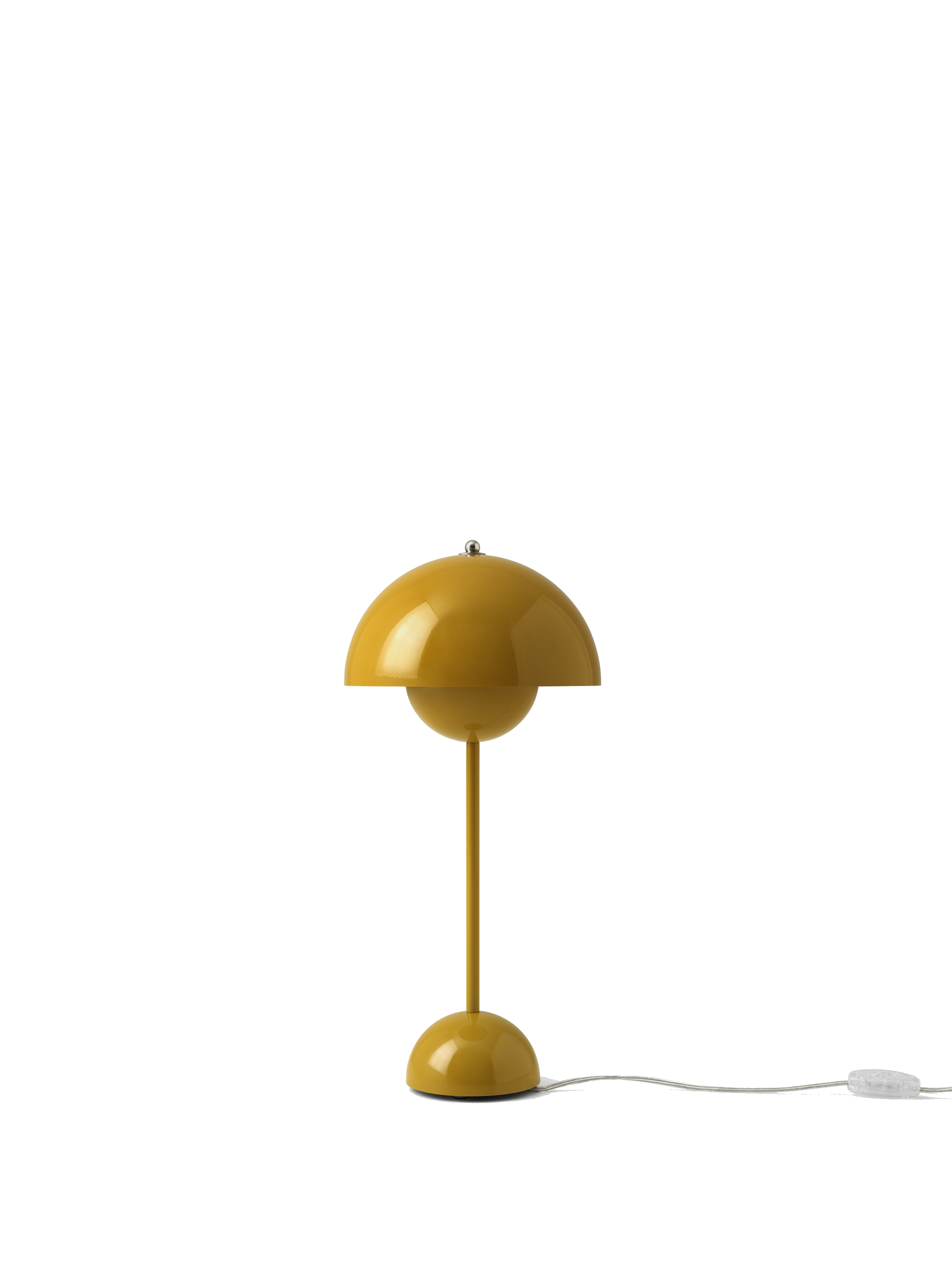 Gelbe Flowerpot VP3 Tischleuchte von AndTradition, modernes Designobjekt für Wohnzimmer und Schlafzimmer.