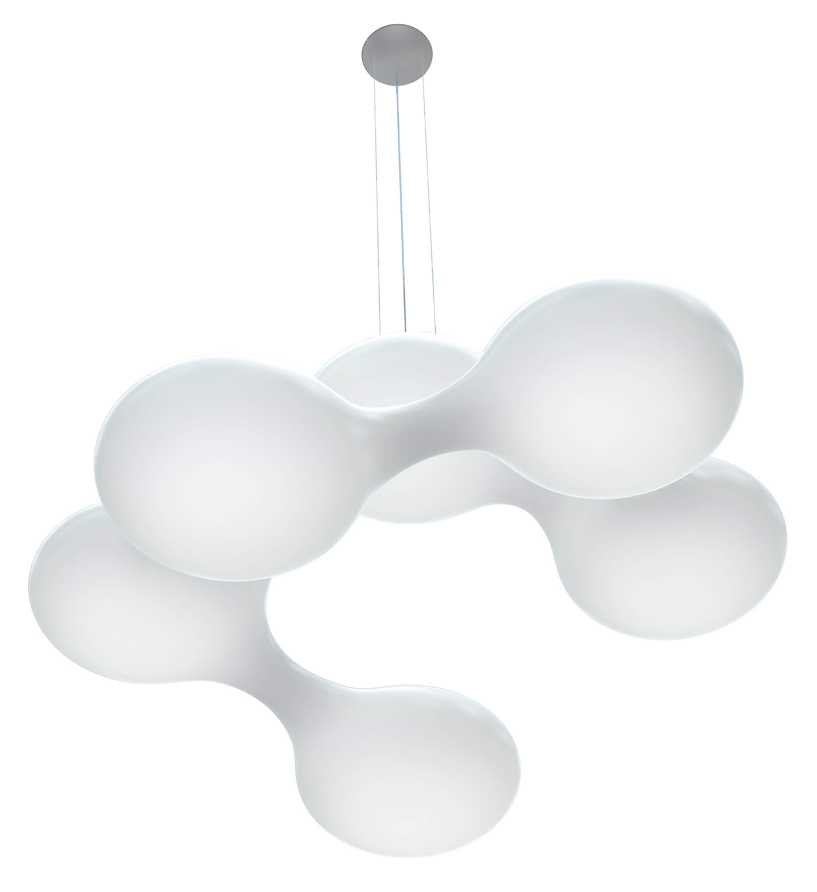 Weiße Cosmo Pendelleuchte mit modernem Design, ideal als Hängelampe für Wohnzimmer und Esszimmer.