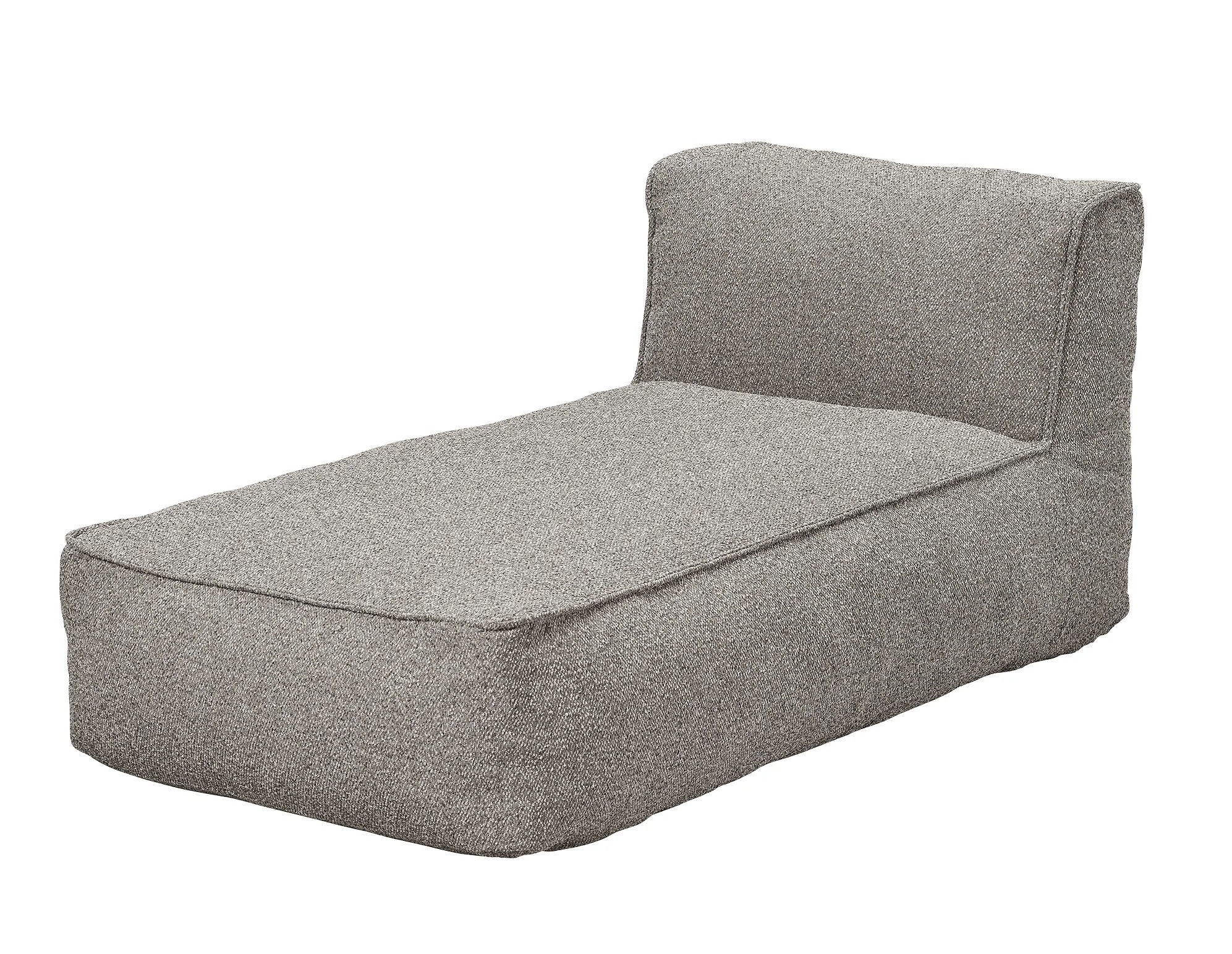 Graue Blomus Grow Chaiselongue für den Außenbereich, modernes Gartenmöbel zum Entspannen.
