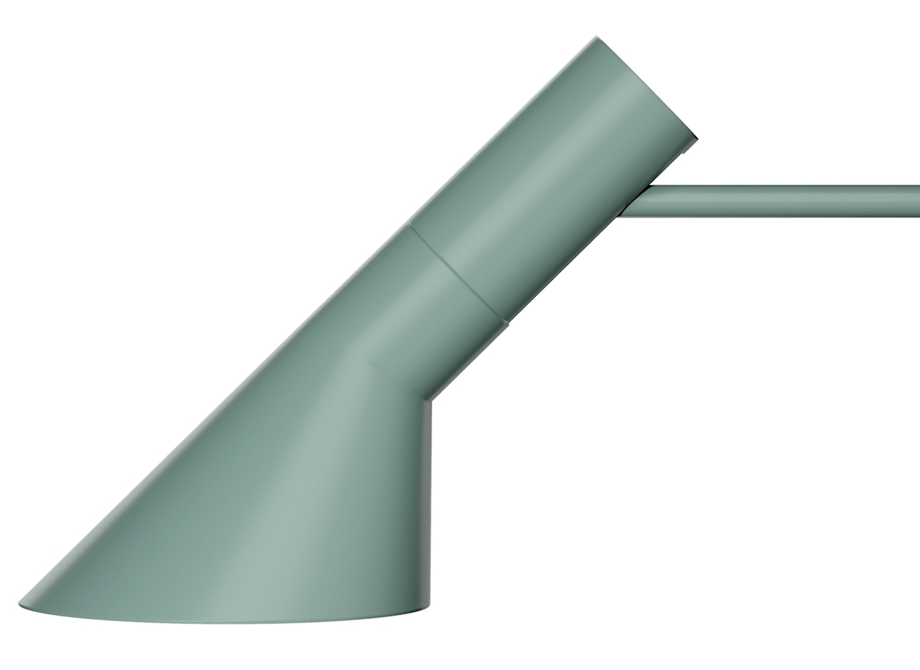Nahaufnahme der grünen AJ Wandleuchte von Louis Poulsen, modernes Design für Innenräume.