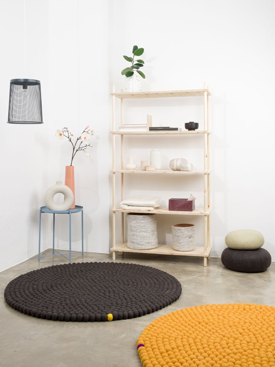 Big One rond vilten tapijt Ø 200 cm myfelt okergeel