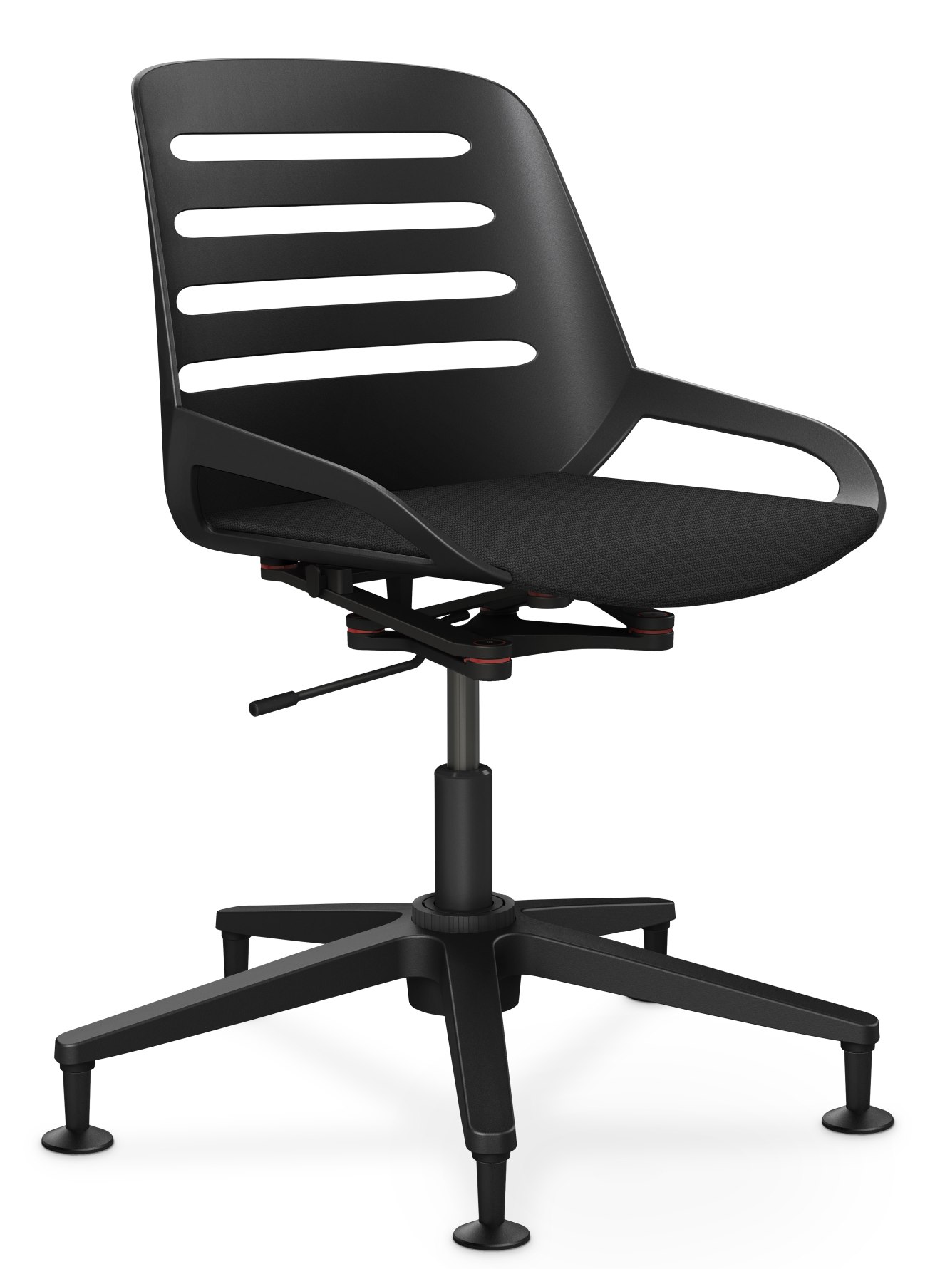 Numo Task Bürodrehstuhl Aeris in Schwarz mit Säule und Gleitern, ergonomischer Arbeitsstuhl für Büro und Homeoffice.