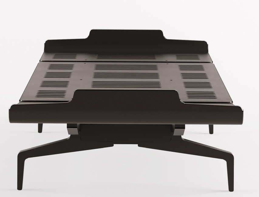 Legnoletto Bett von Alias in Schwarz, modernes Design mit Lattenrost und markanten Füßen.