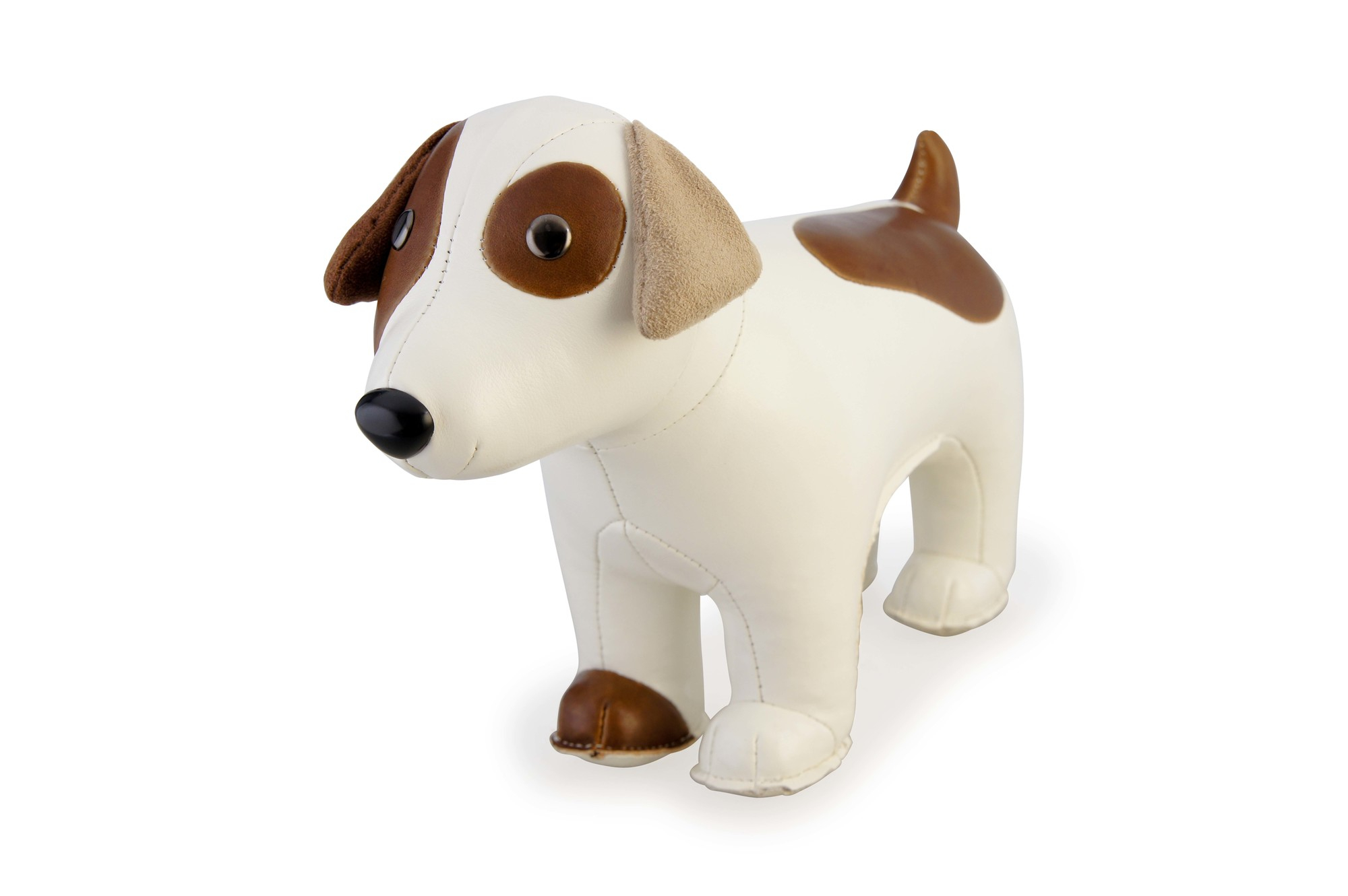 Buchstütze in Form eines weißen und braunen Russel Terriers von Züny.