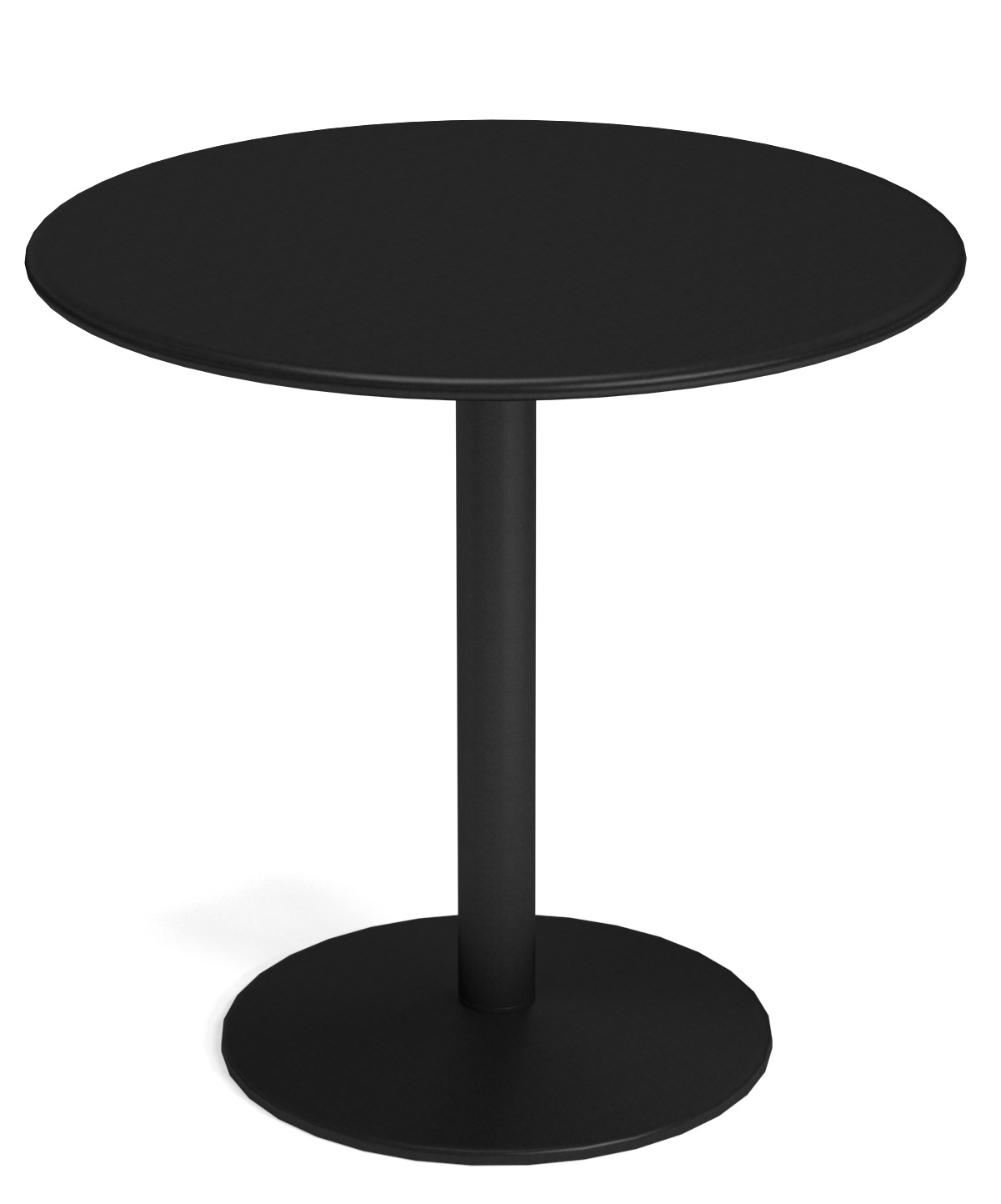 Schwarzer Thor Round Table Tisch von Emu, runder Esstisch mit zentralem Standfuß für den Innen- und Außenbereich.