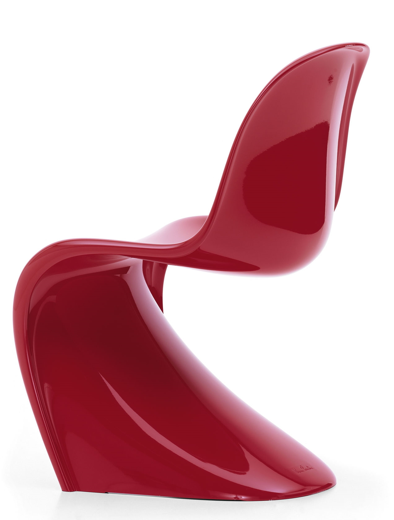 Roter Panton Chair von Vitra: Designklassiker Stuhl aus Kunststoff, modernes Möbelstück für Wohnzimmer.