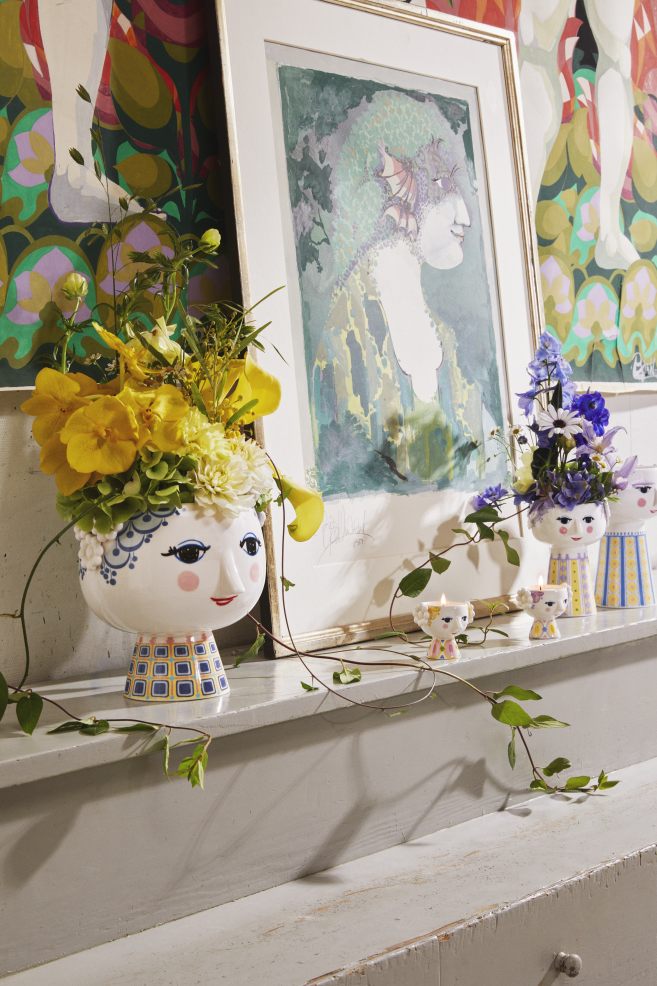 Eva Fyrfadsstager Teelichthalter von Bjorn Wiinblad als Blumenvase und Teelichthalter im 2er Set.