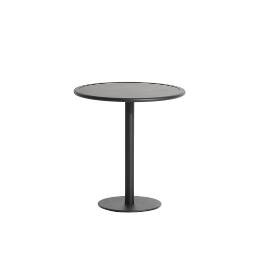 Schwarzer Week-End Bistro Table runder Bistrotisch von Petite Friture, ideal für den Garten.
