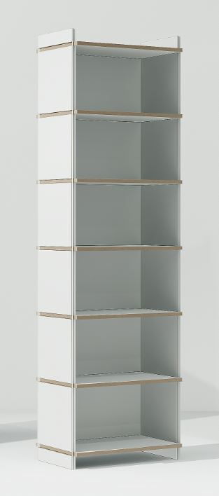 Weißes Tojo Mehrfach Regal Grundmodul mit sechs Fächern, modernes Design für Wohnzimmer und Büro.