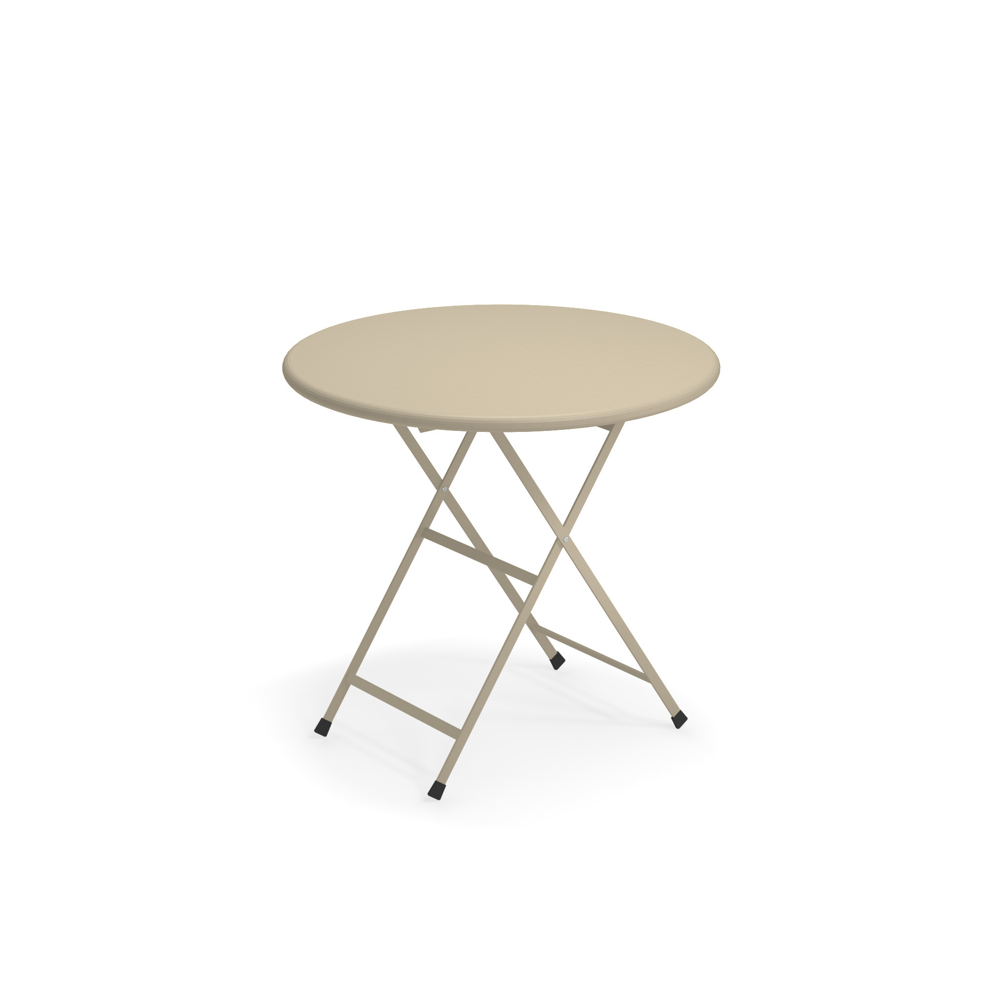 Arc en Ciel Klapptisch rund von emu, beige, ideal für Balkon und Garten.