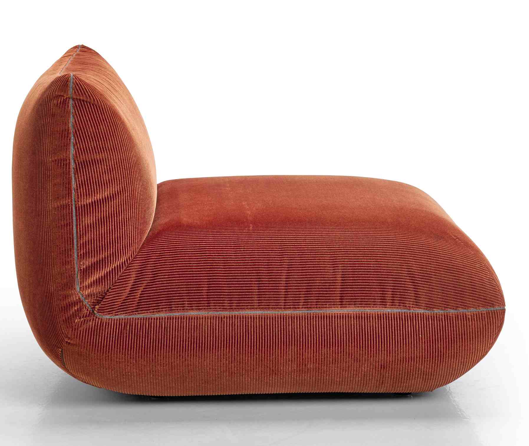 Jalis 21 Modulsofa ohne Armlehnen in Cord-Optik, terracottafarben. Modernes, konfigurierbares Sofa für Wohnzimmer.