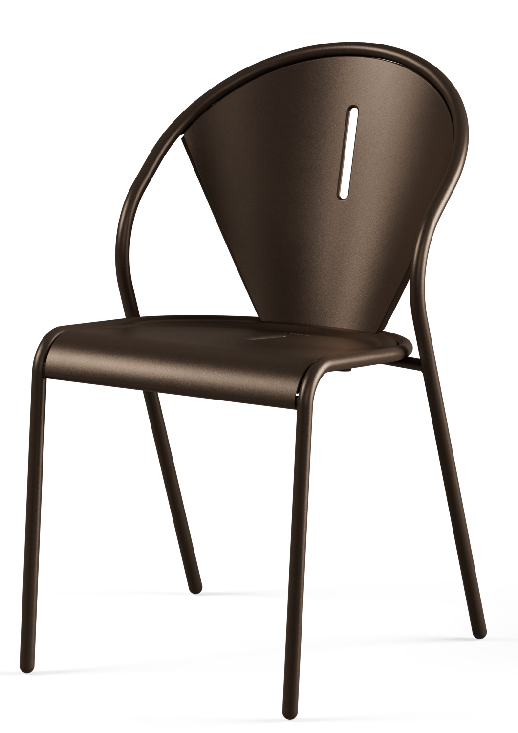 Code Chair Stuhl Outdoor Emu, brauner Metallstuhl für den Garten oder die Terrasse, modernes Design.