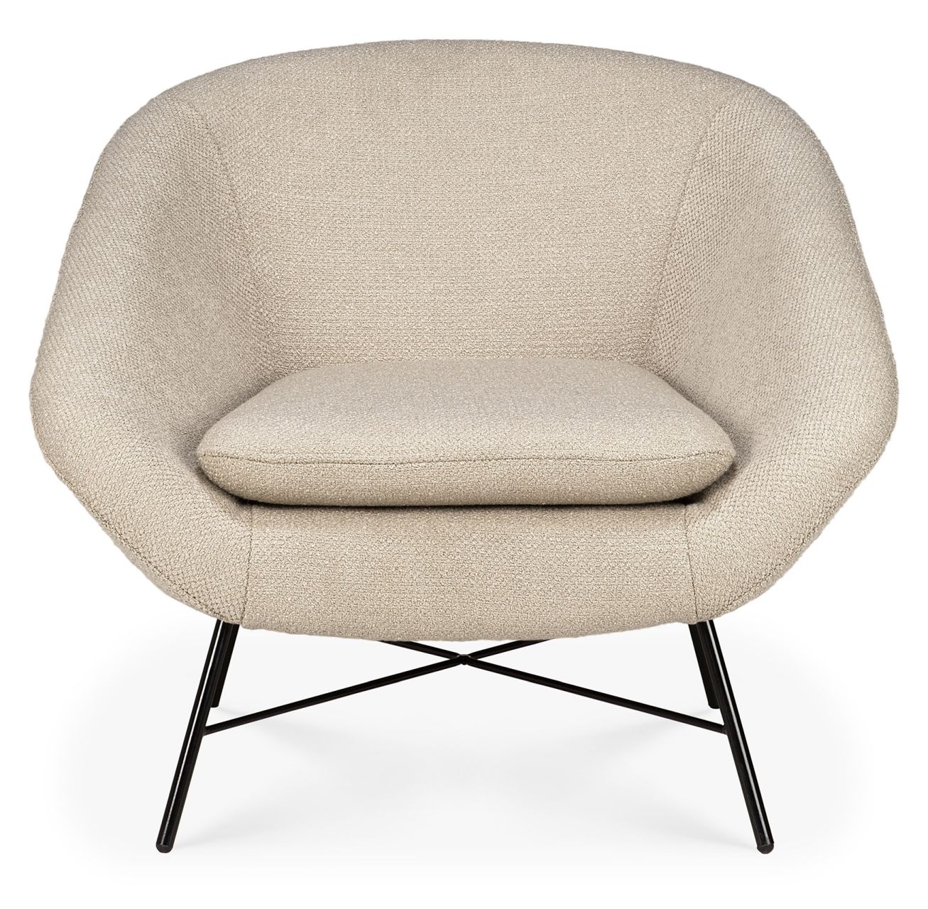 Barrow Sessel in Off-White von Ethnicraft: Moderner Polstersessel mit schwarzem Metallgestell.