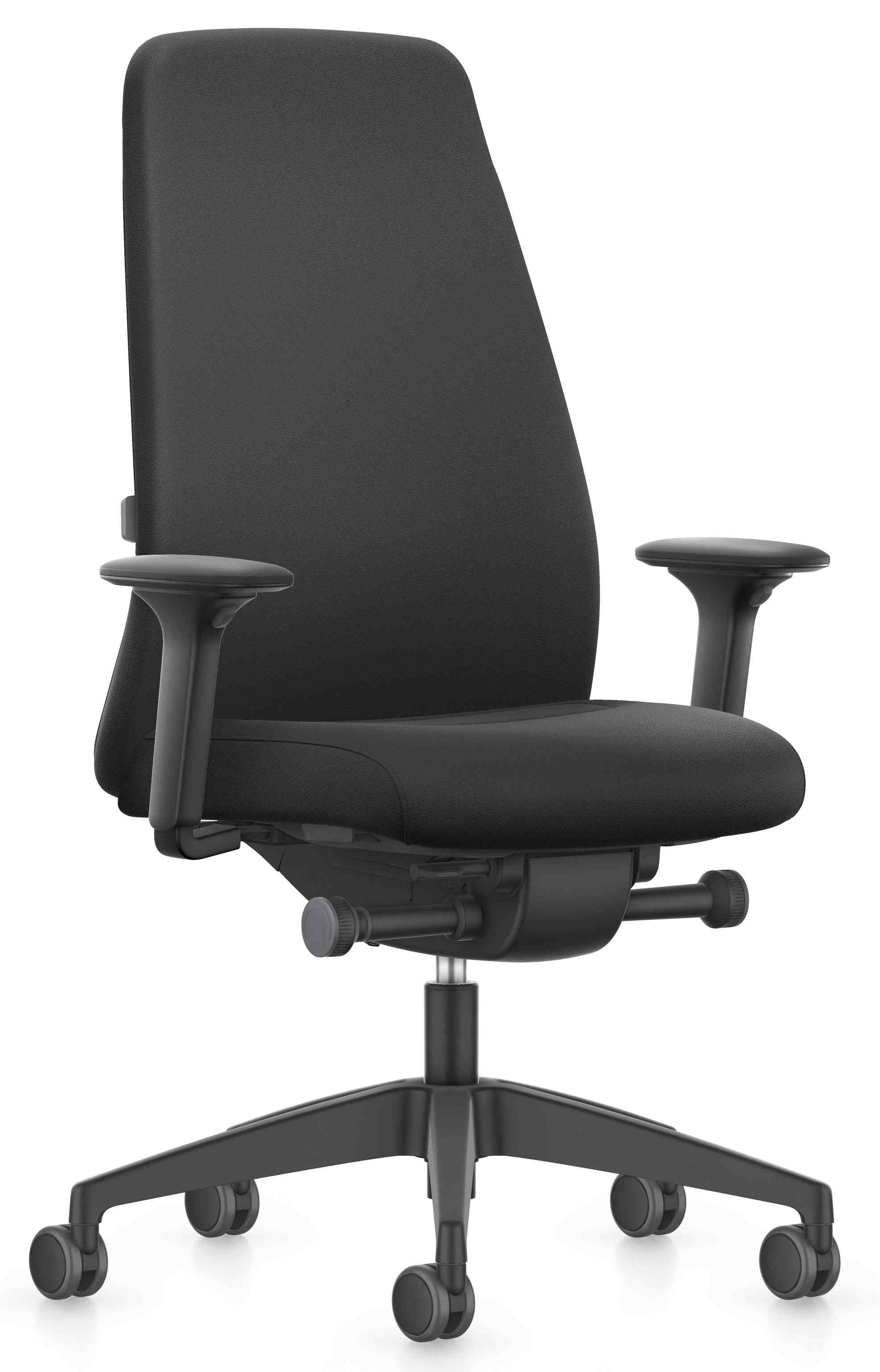 Everyis EV117 Drehstuhl mit hoher, gepolsterter Rückenlehne, Interstuhl Bürostuhl in Schwarz.