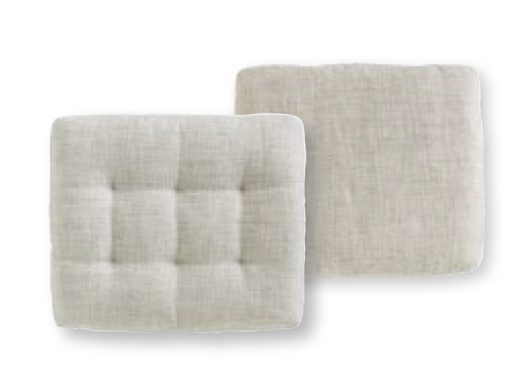 Vitra Grand Sofa Kissen: Zwei quadratische, beige Rückenkissen für Sofas und Couches.