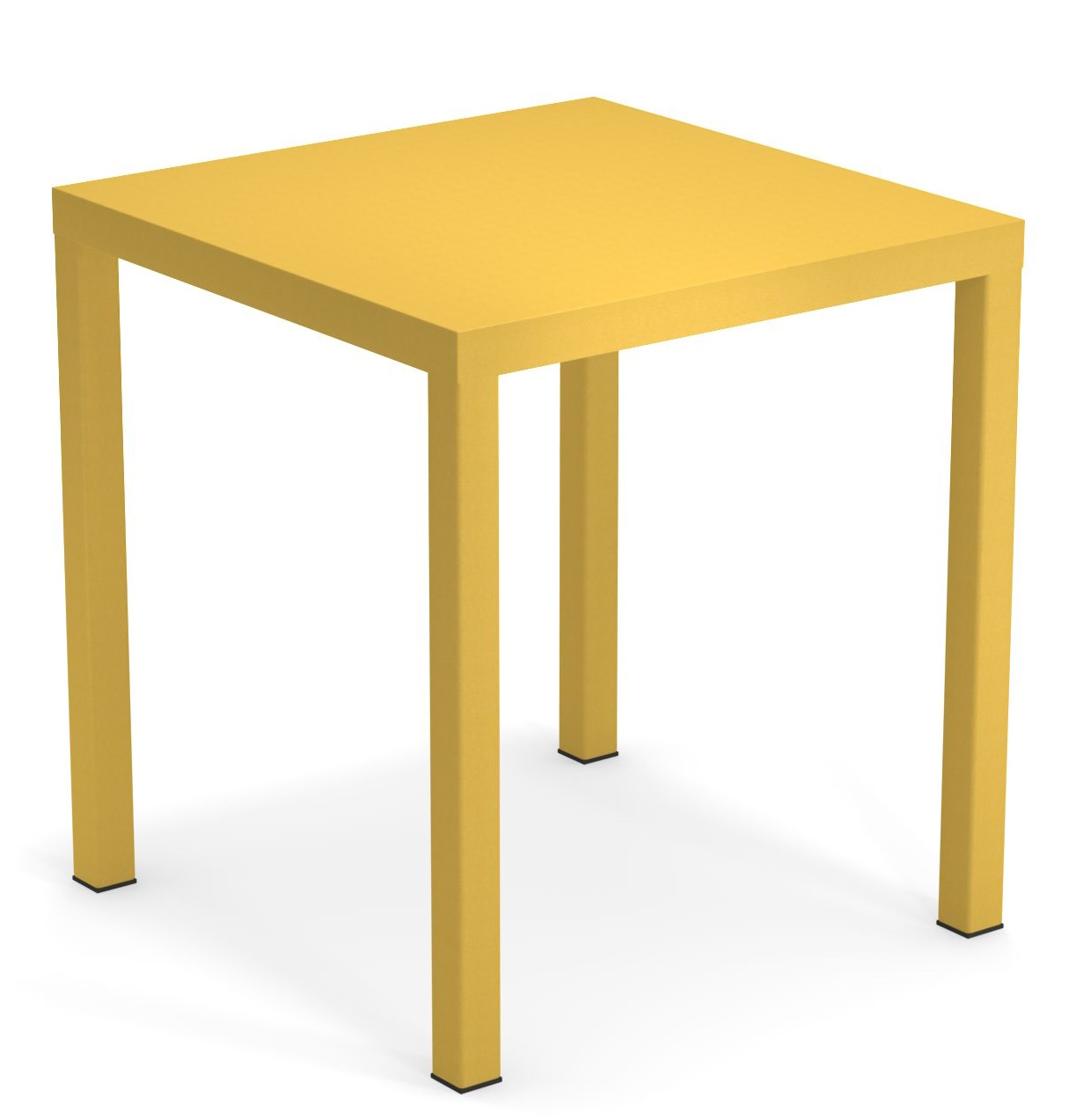 Quadratischer, gelber Emu Nova Tisch für den Außenbereich, ideal für Garten und Terrasse.