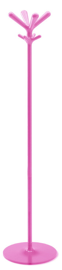 Pinker Rexite Pop Kleiderständer mit rundem Fuß und mehreren Aufhängemöglichkeiten für Jacken und Mäntel.