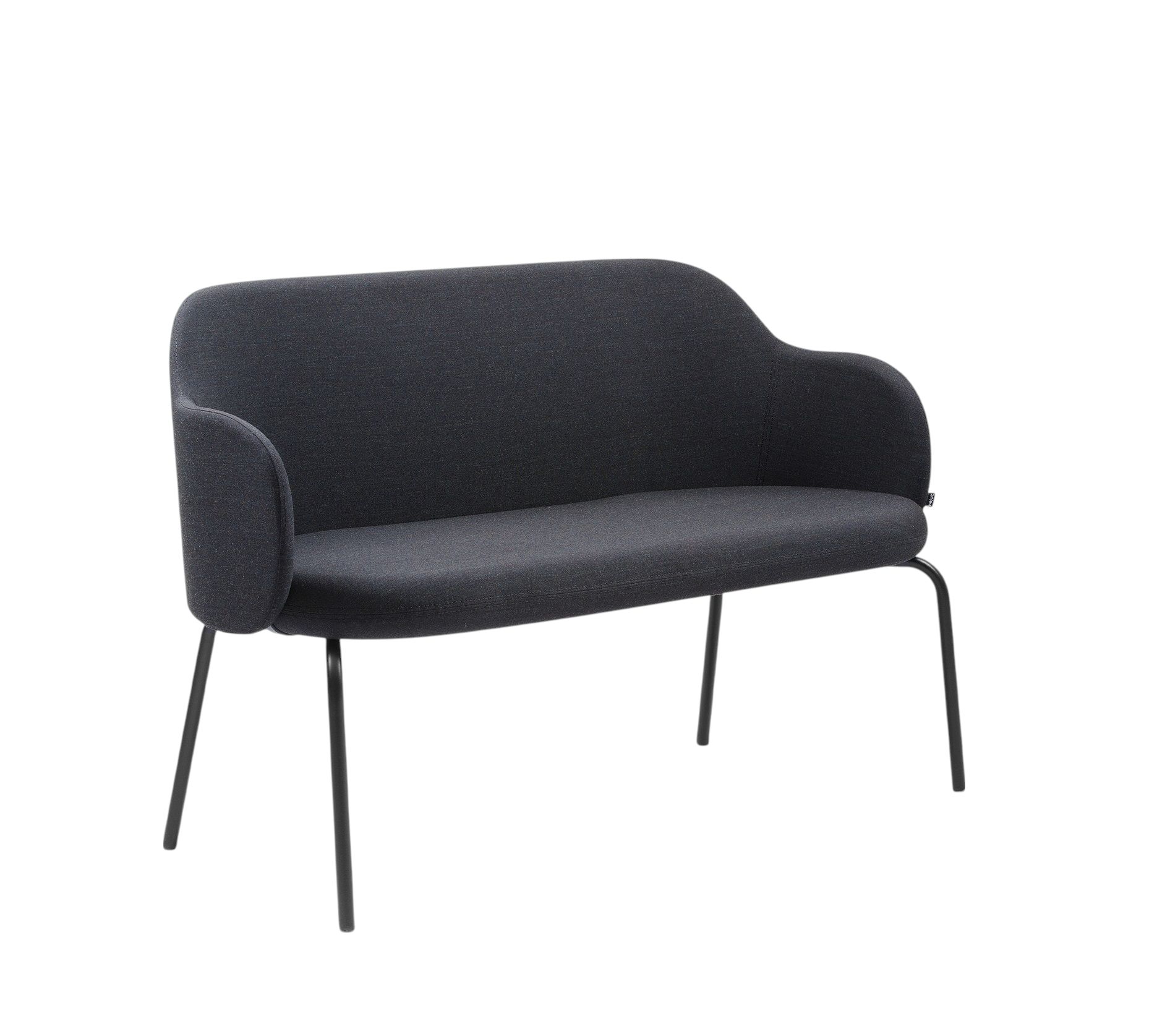 Flos FS L 215 Sofa Bejot, modernes graues 2-Sitzer Sofa mit Armlehnen und Metallbeinen.
