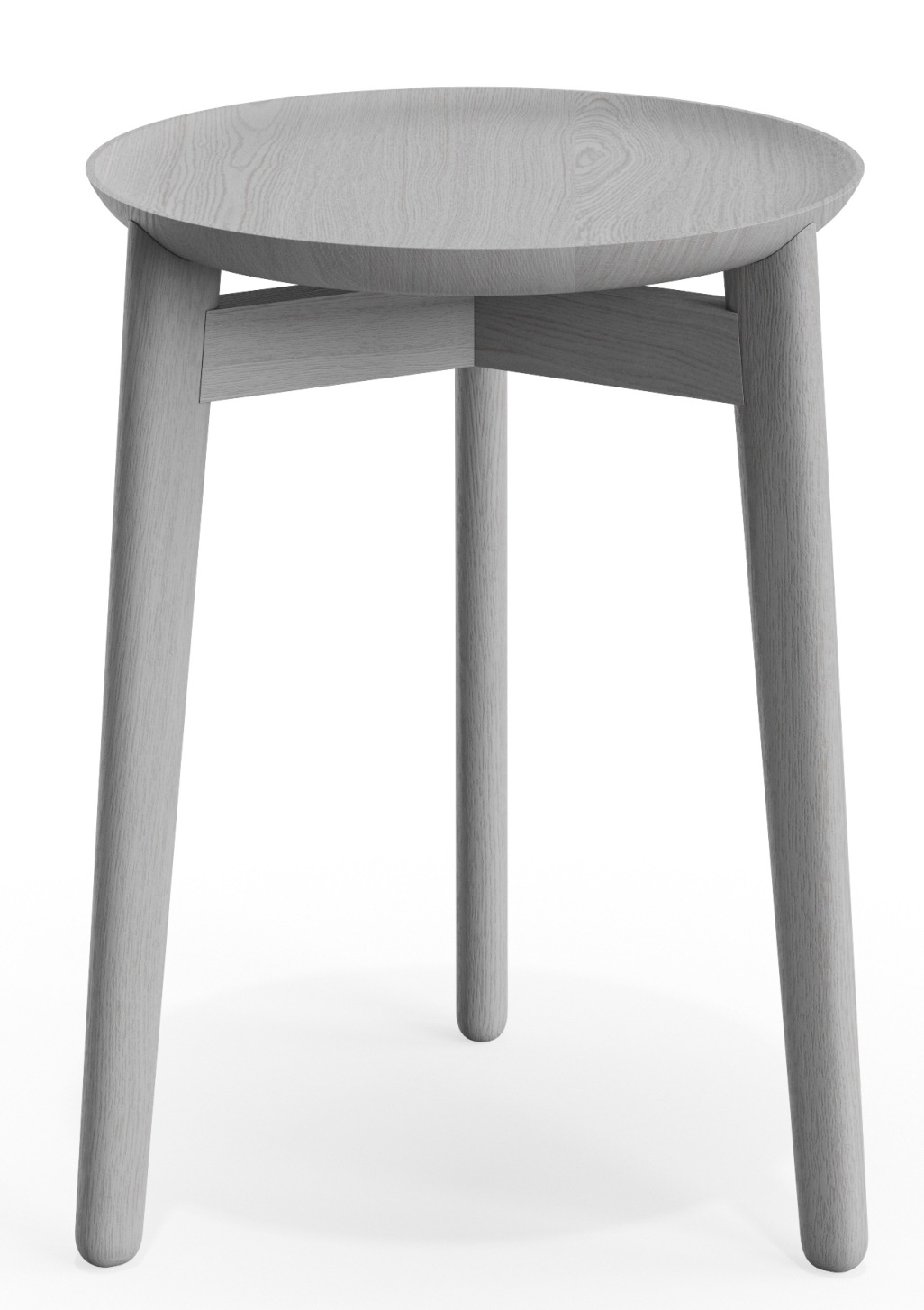 Plaisir Beistelltisch H 46 cm von Zeitraum, runder Holztisch in Grau mit drei Beinen.