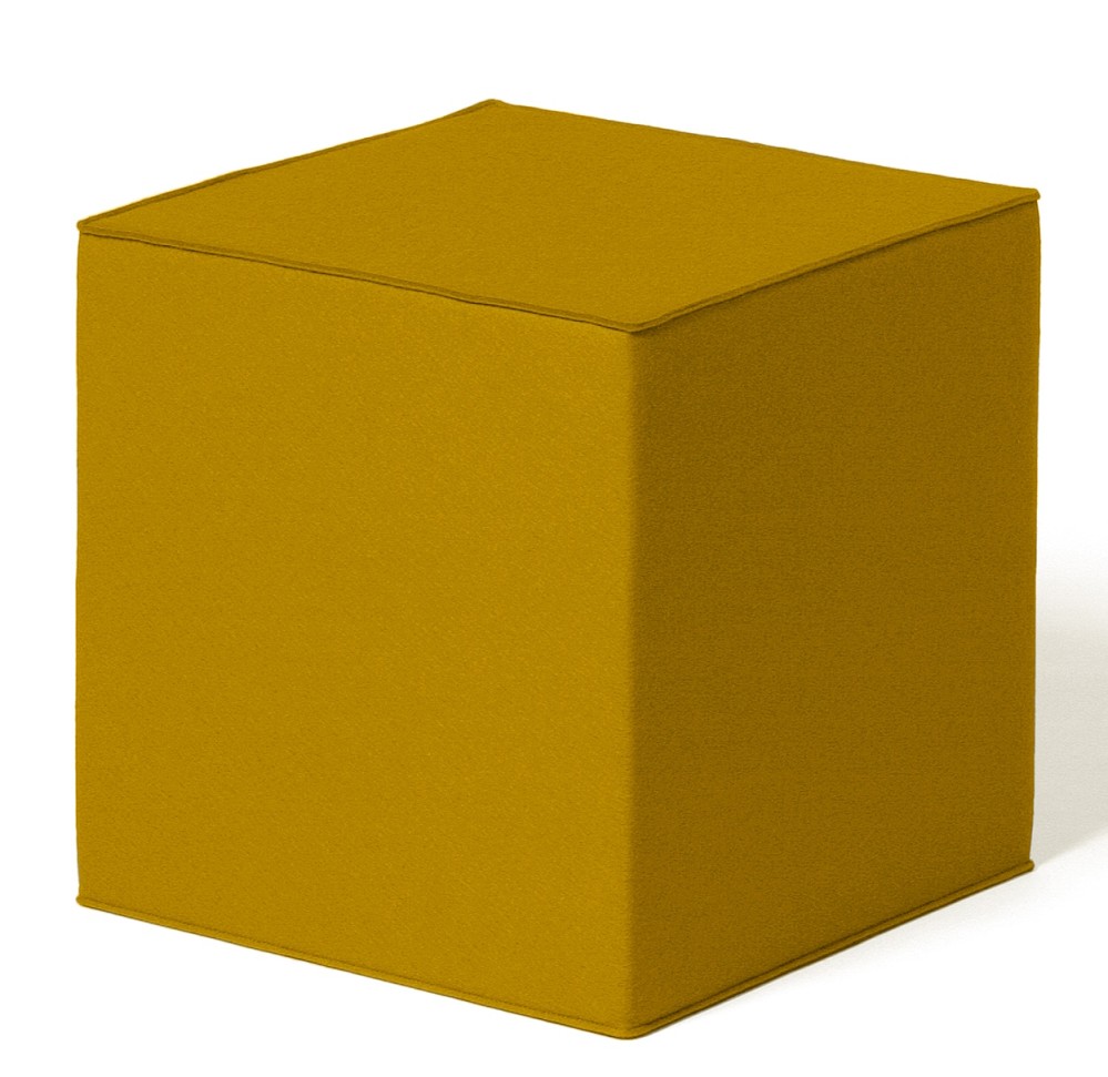 Goldgelber Quart Sitzwürfel von HEY-SIGN by BWF Group, moderner Filzhocker für Wohnzimmer und Büro.