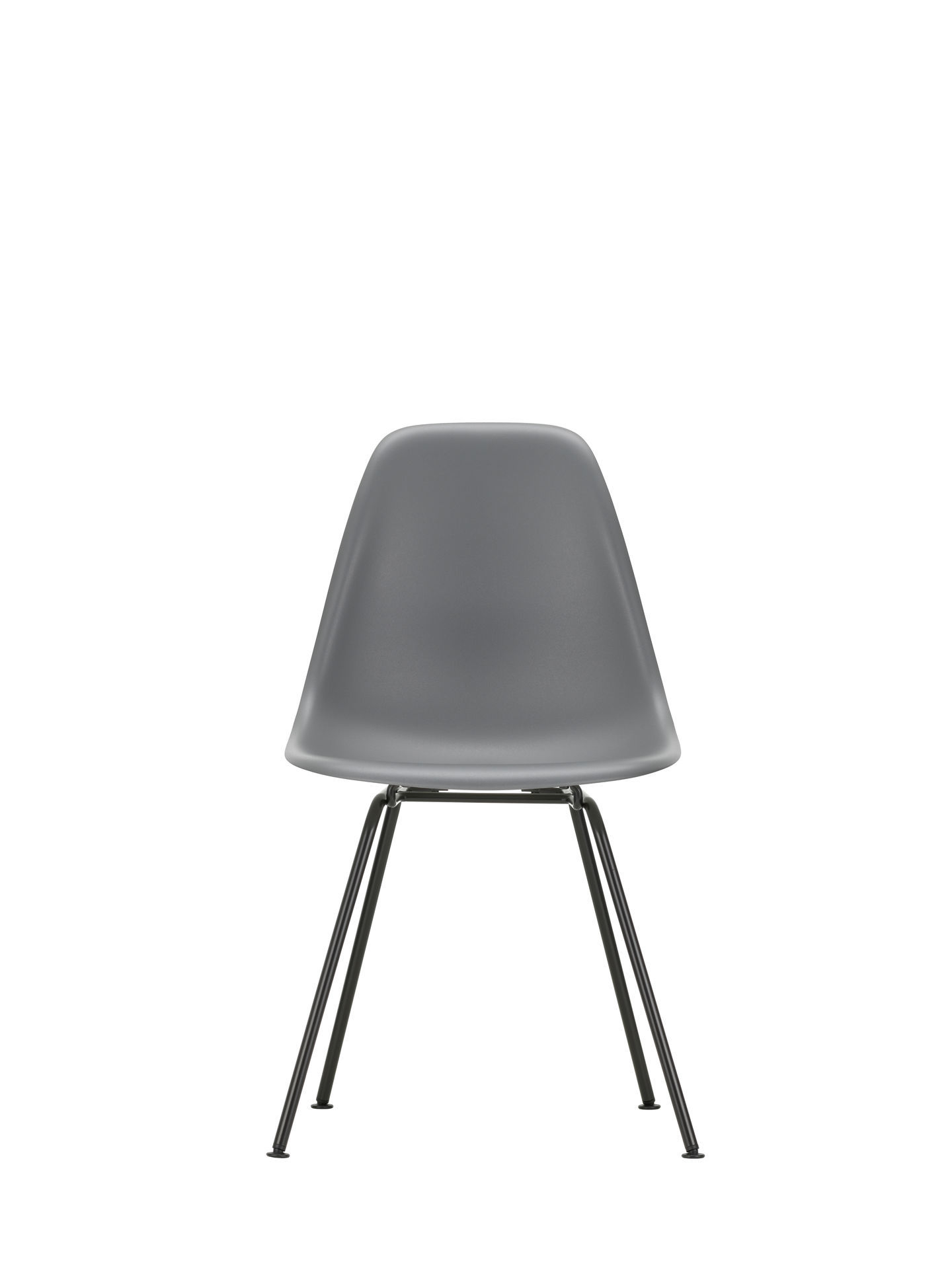 Eames Side Chair mit Chromgestell, graue Sitzschale. Designklassiker für Wohnzimmer und Büro.