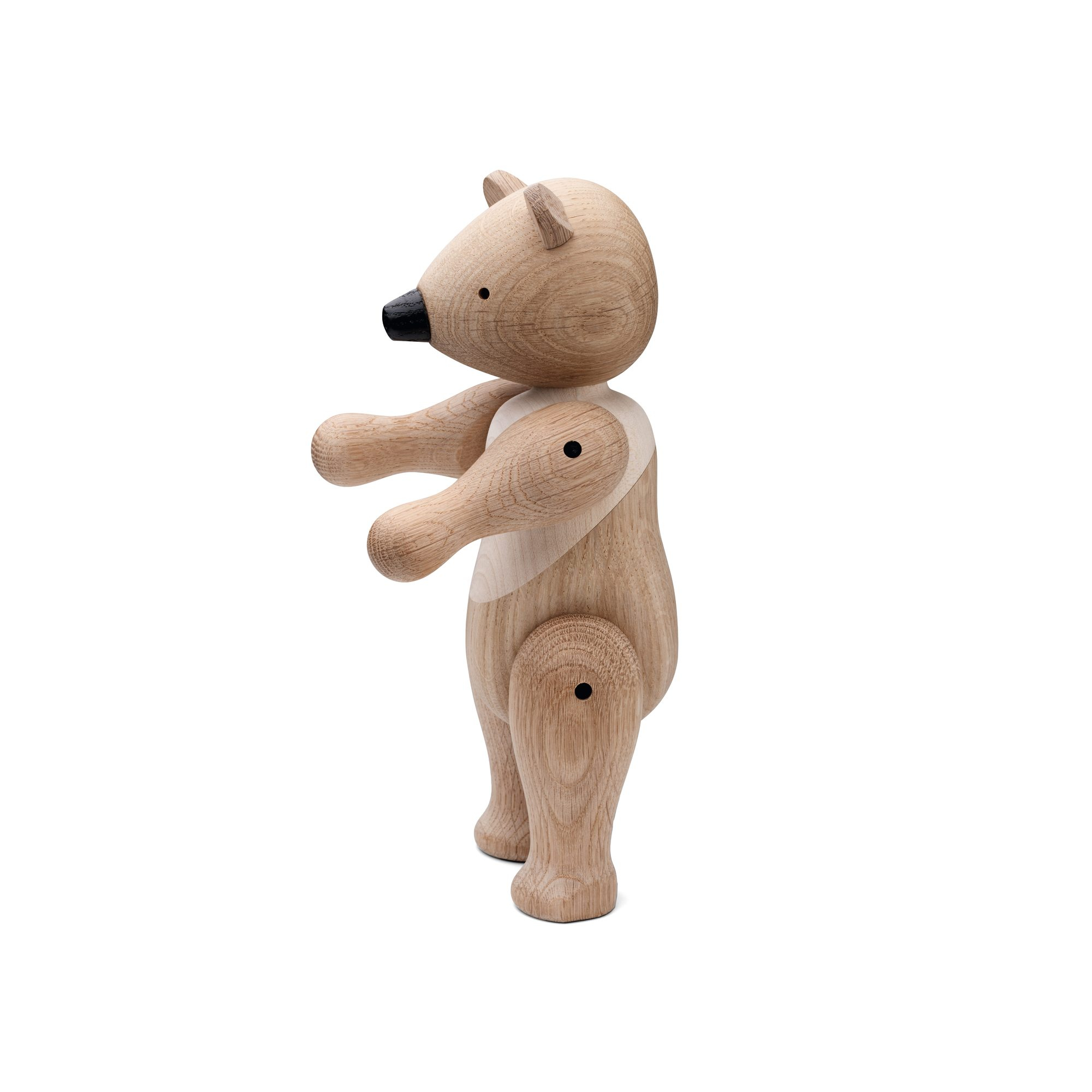 Holzfigur Bär von Kay Bojesen, mittelgroß, aus hellem Eichenholz, skandinavisches Design.