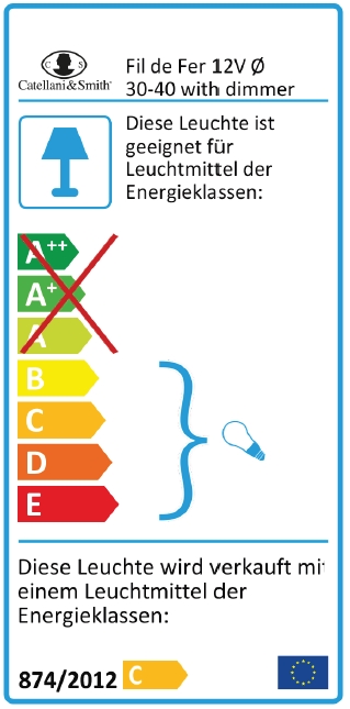Energieeffizienzlabel der Catellani & Smith Fil de Fer Bodenleuchte, geeignet für Leuchtmittel der Energieklassen.