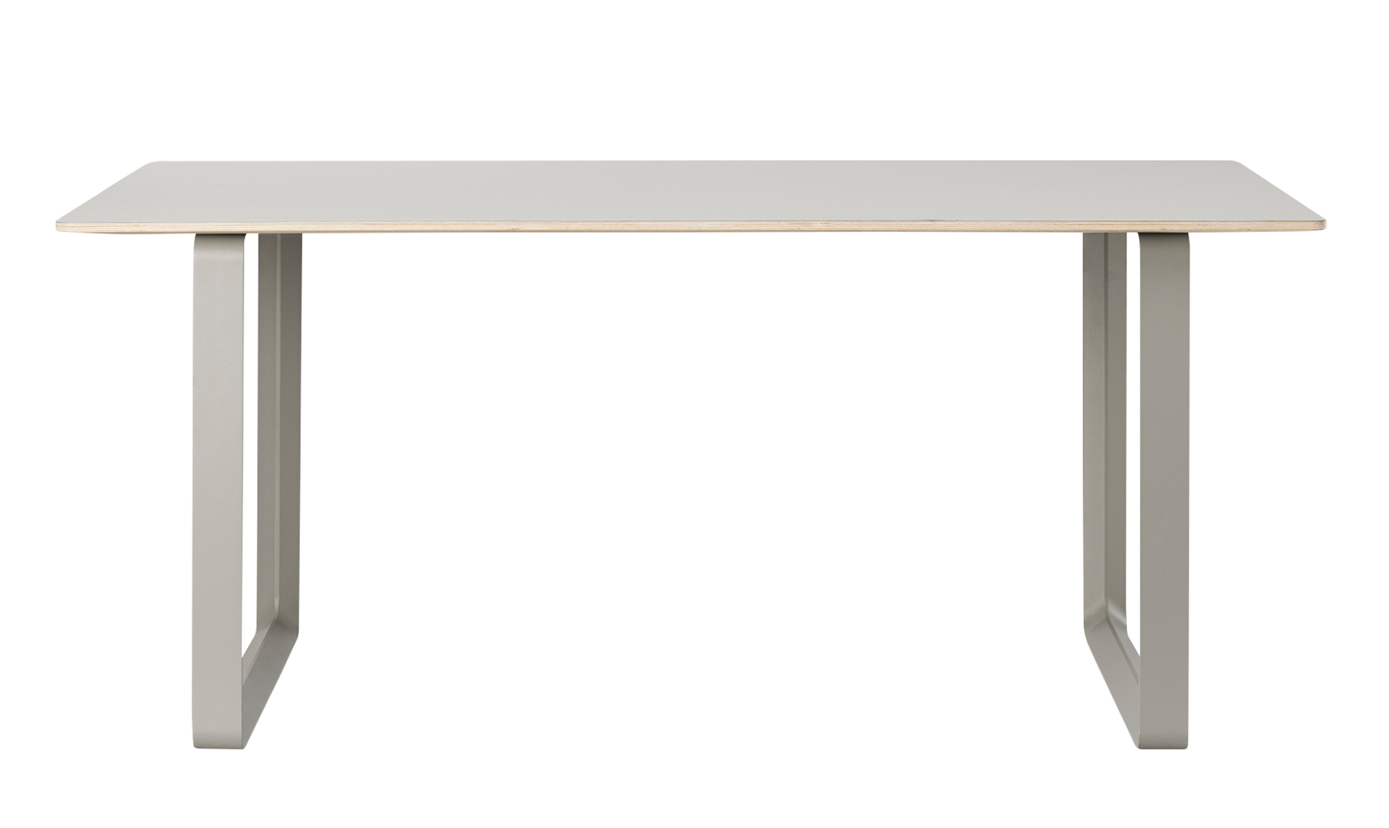 Grauer 70/70 Table Tisch von Muuto, 170x85 cm, mit minimalistischem Design und Metallbeinen.