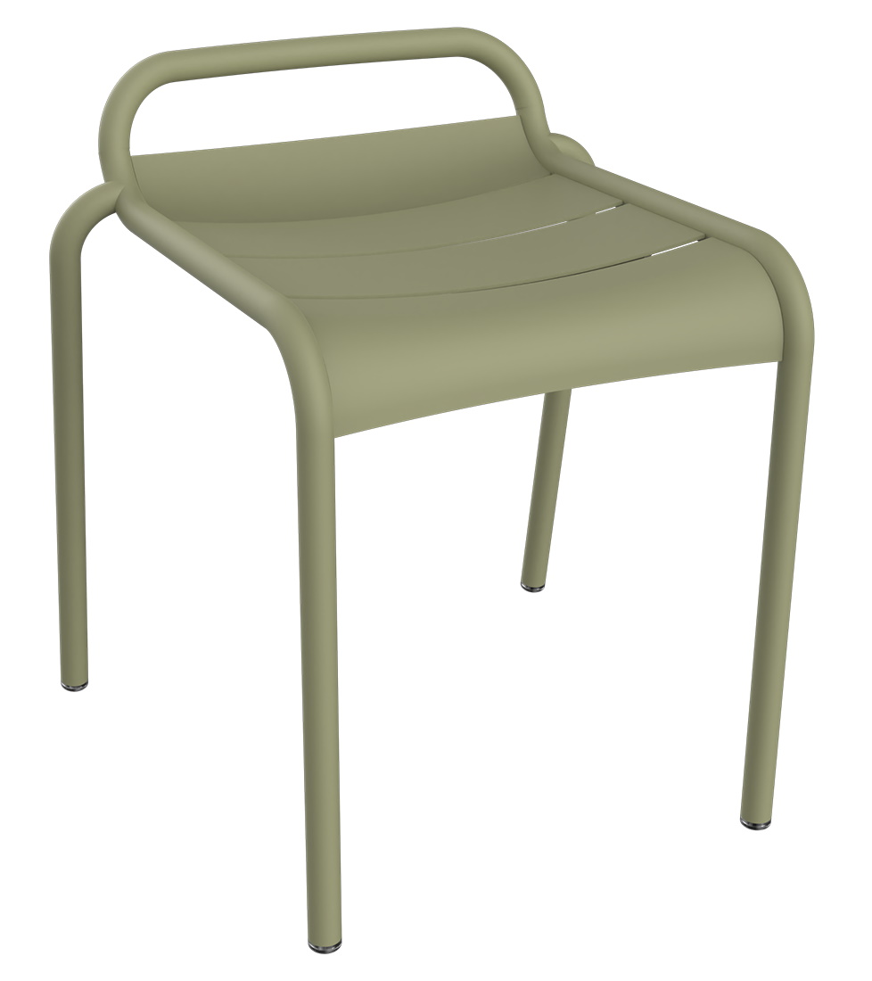 Luxembourg Hocker von Fermob für den Außenbereich, aus Metall in Olivgrün.
