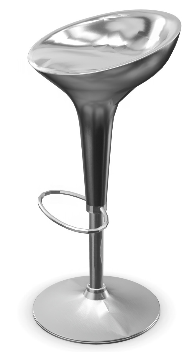 Silberner Bombo Stool Barhocker von Magis mit Fußstütze und rundem Fuß, modernes Design für Küche und Bar.