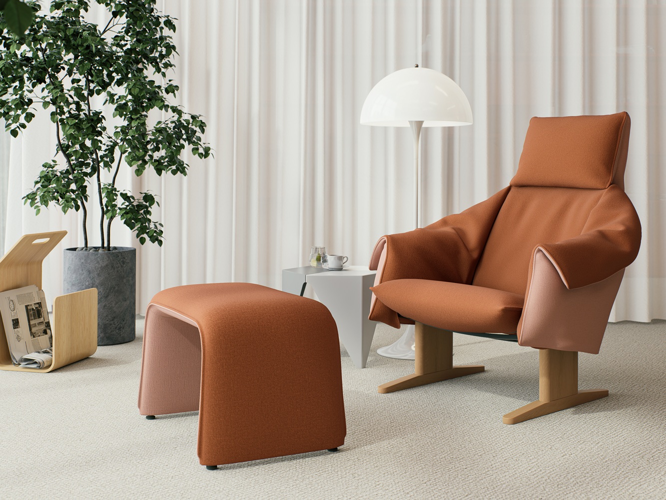 Bascule Fauteuil met hoge rugleuning en bank Vitra
