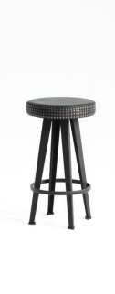Schwarzer Barhocker mit Nietenbesatz, Modell Bar Stud von Moroso Diesel, für Küche oder Bar.