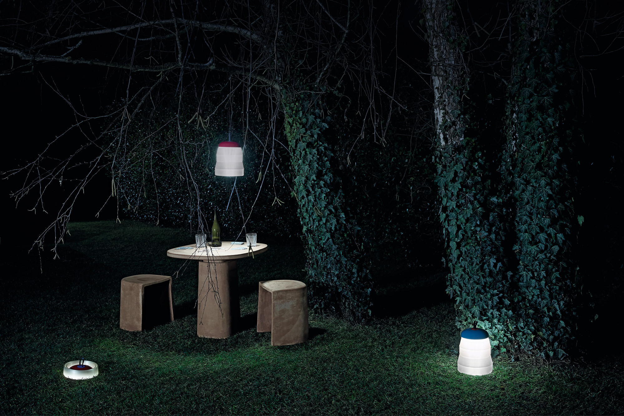 Cri Cri Tischleuchte von Foscarini, grüne Outdoor-Leuchte für Garten und Terrasse.