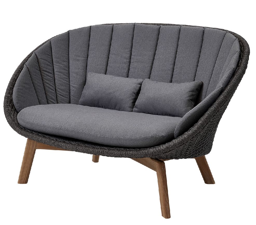 Peacock Outdoor tweezitsbank met kussens, Grau, Cane-Line