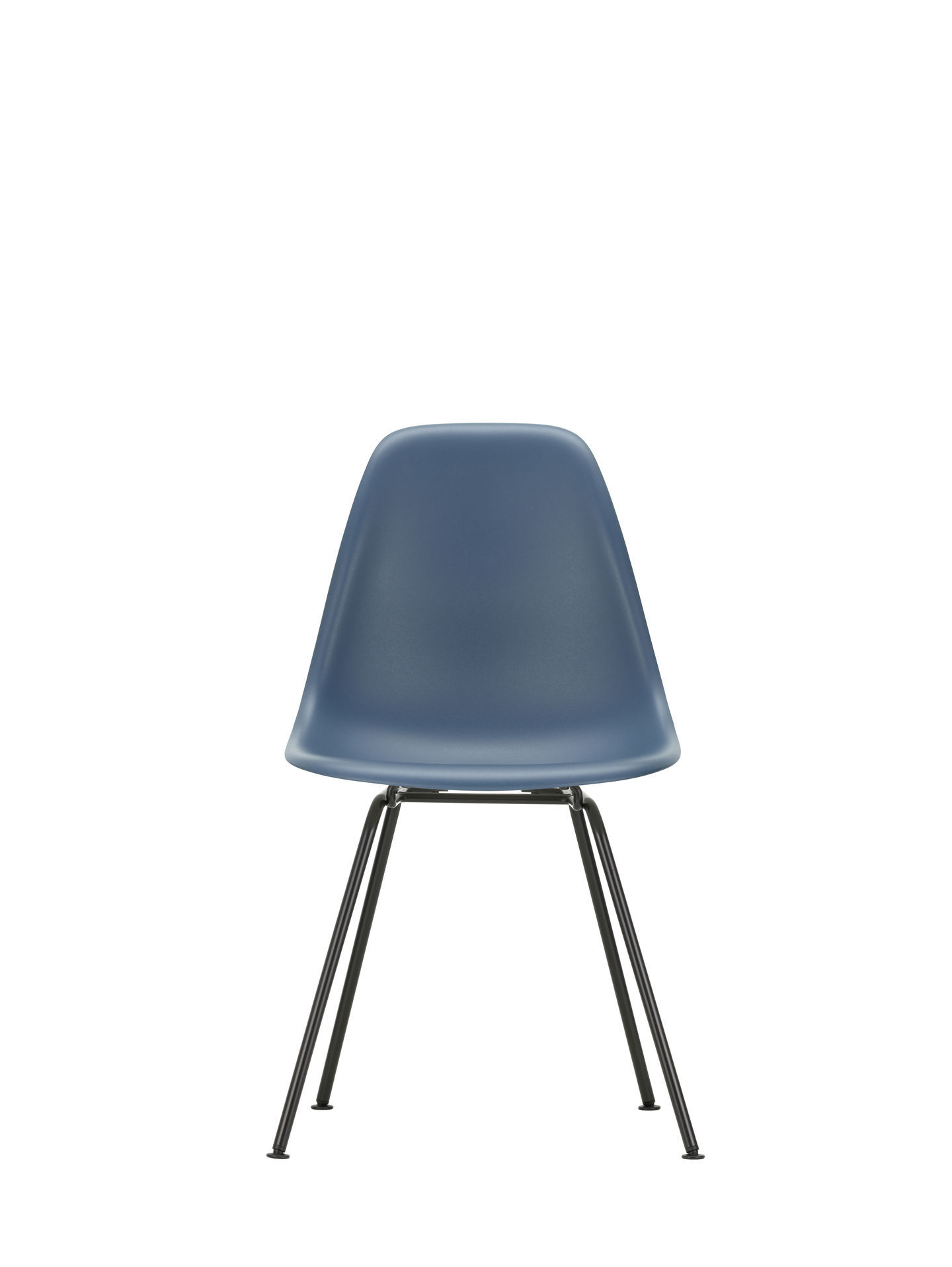 Eames Plastic Side Chair mit Chromgestell, Ansicht von hinten. Designklassiker Stuhl für Wohnen und Büro.