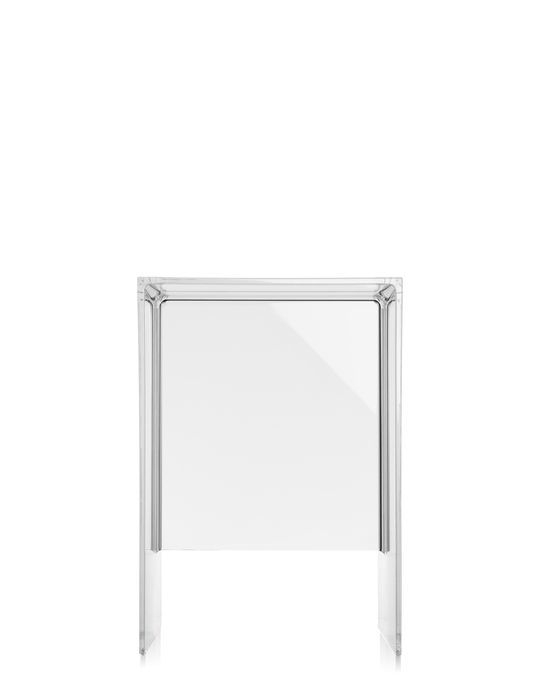 Klares Kartell Max-Beam Hocker/Beistelltisch aus transparentem Acrylglas, modernes Design für Wohnzimmer und Büro.