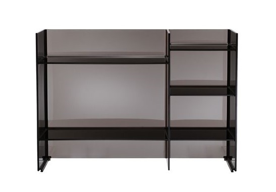 Kartell Sound-Rack Regalsystem in Rauchglas-Optik: Modernes modulares Regalsystem für Wohnzimmer und Büro.