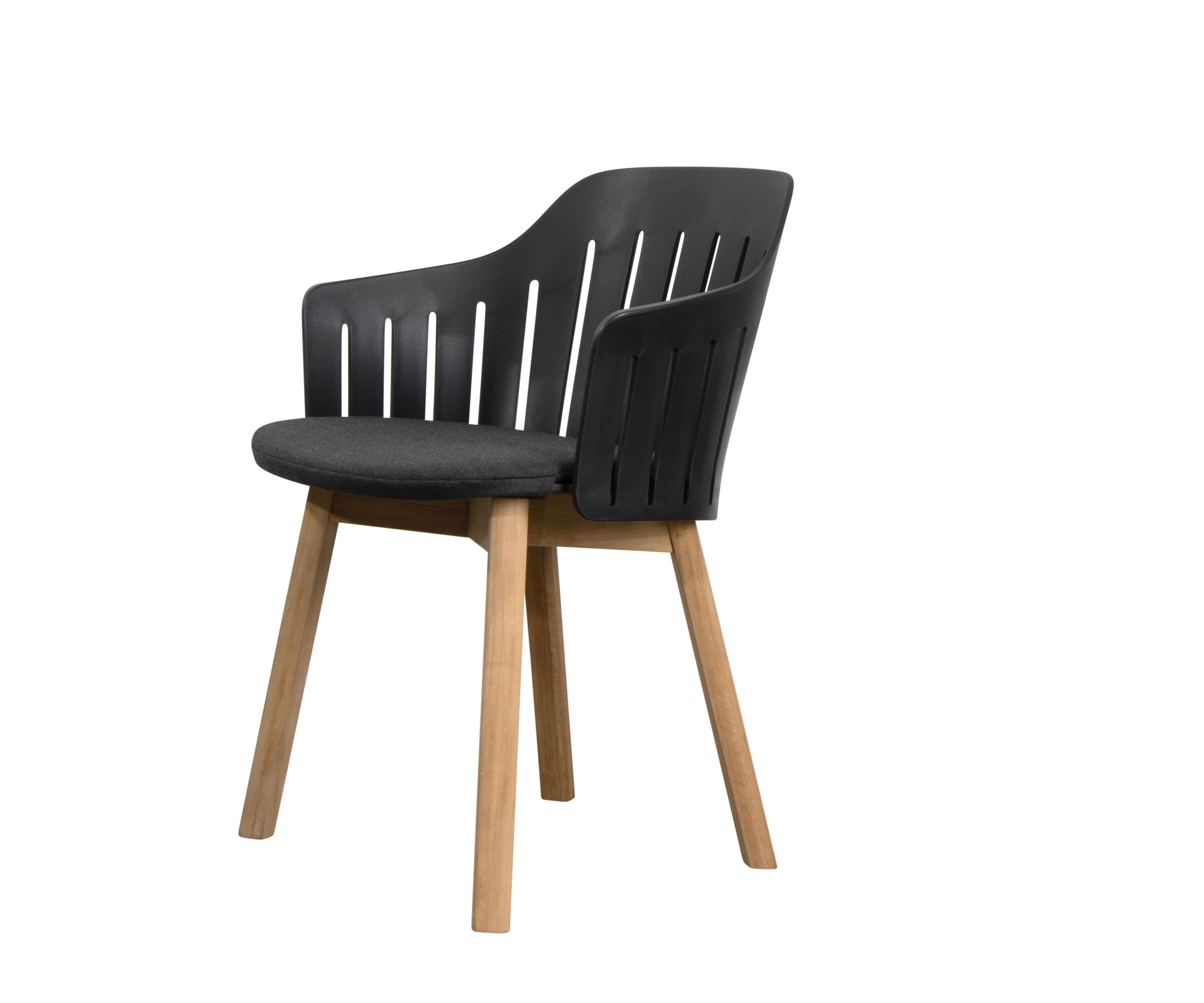 Choice Outdoor-stoel met teakhouten frame, 4 poten, zwart, Cane-Line