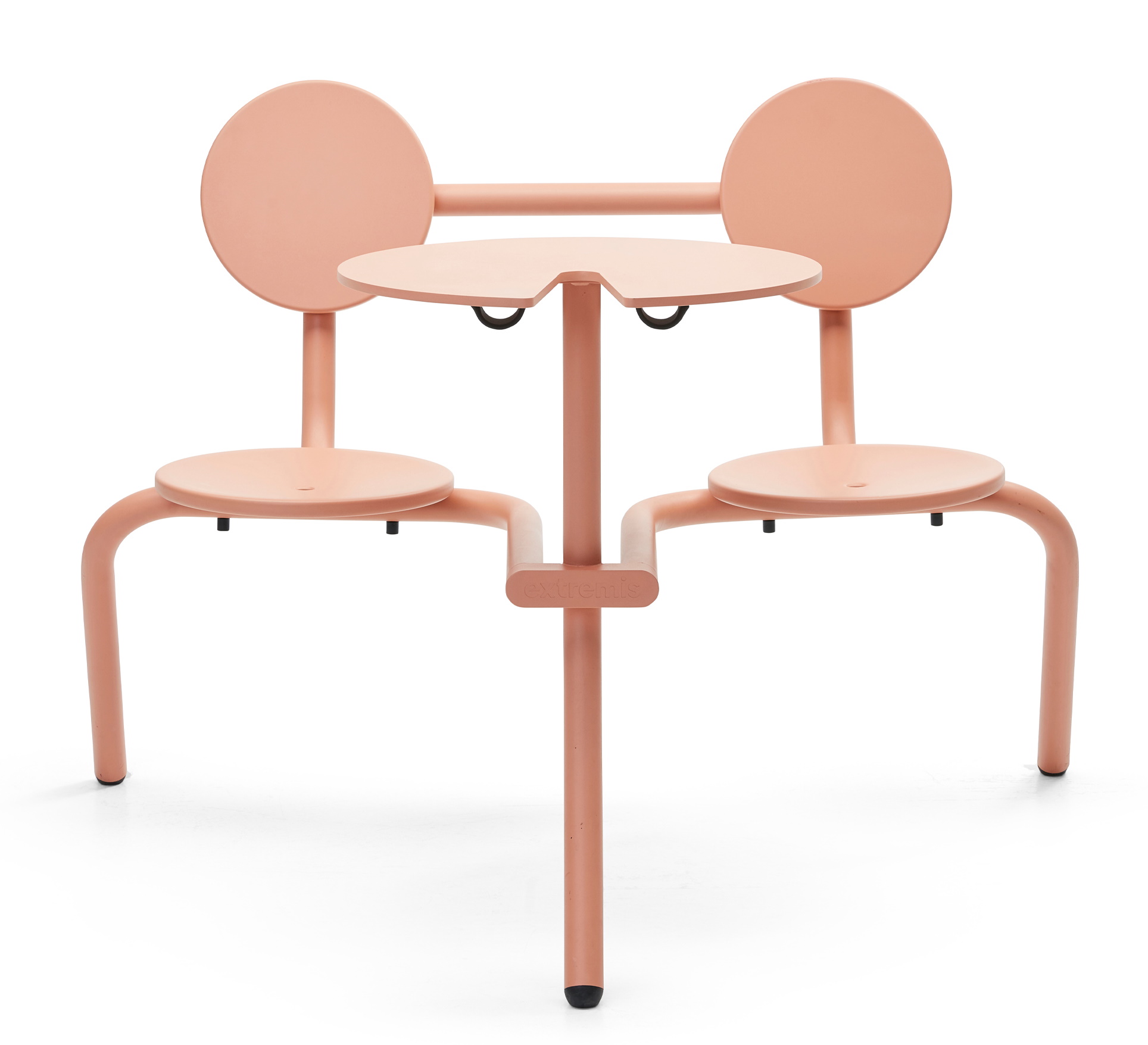 Bistroo Stuhl-Tisch-Kombination von Extremis für den Außenbereich, modernes Design in Rosa, zwei Stühle mit Tisch.