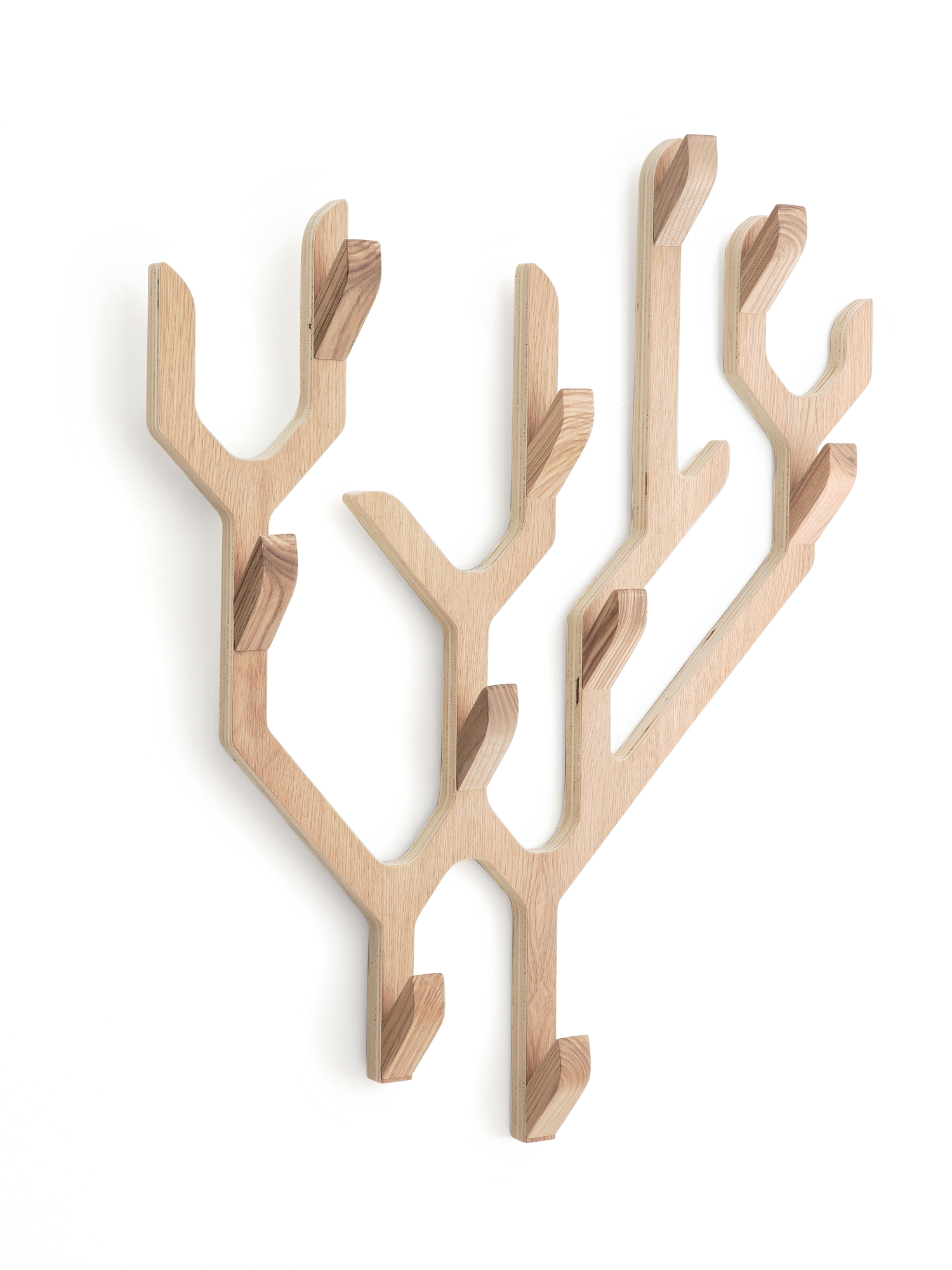 Ambroise Wandgarderobe von Hartô aus hellem Holz, moderne Wandhaken Garderobenleiste im Baum Design.
