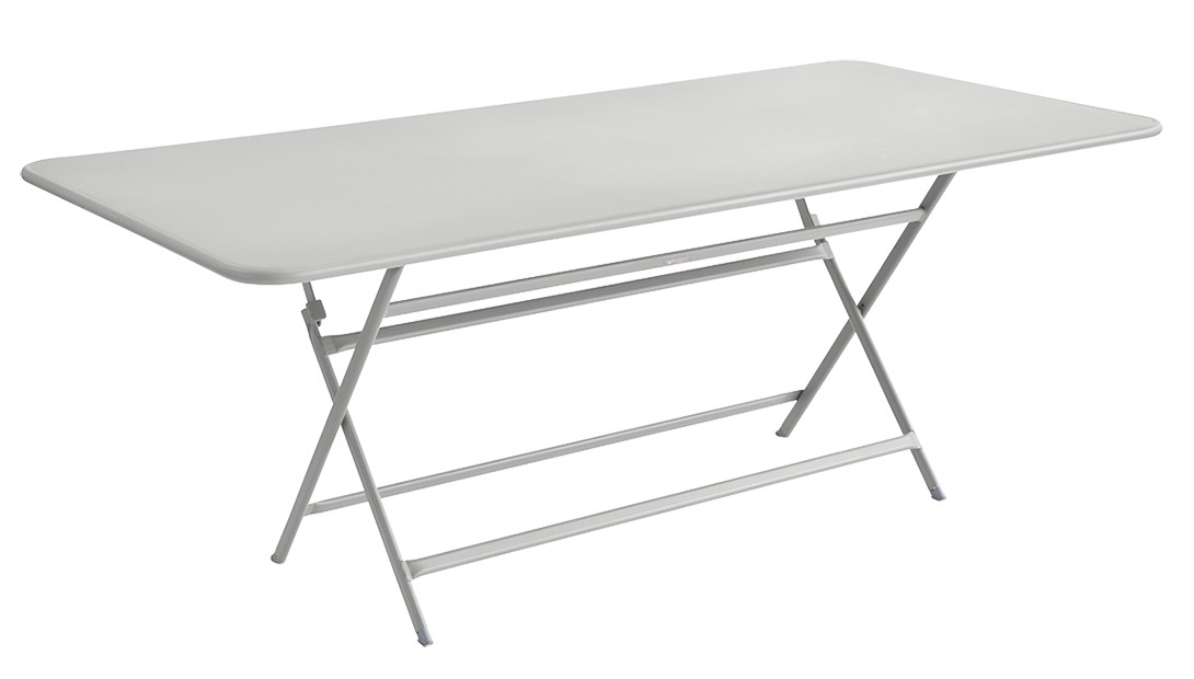 Caractere Klapptisch von Fermob für den Garten, eckig, aus Metall in Hellgrau.