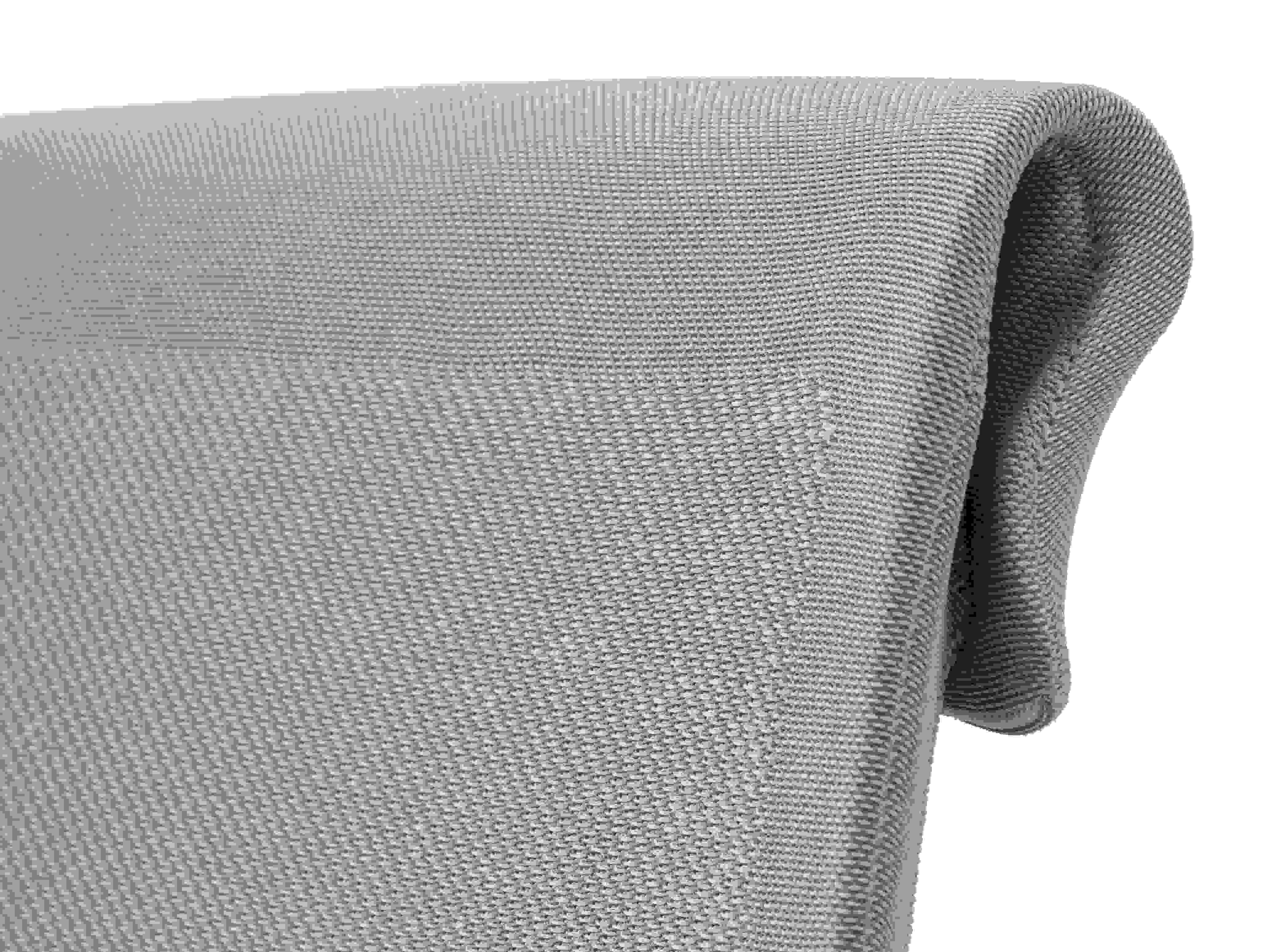 Detailaufnahme der grauen Stoffpolsterung eines Vitra ID Cloud Bürodrehstuhls, Fokus auf Textur und Komfort.