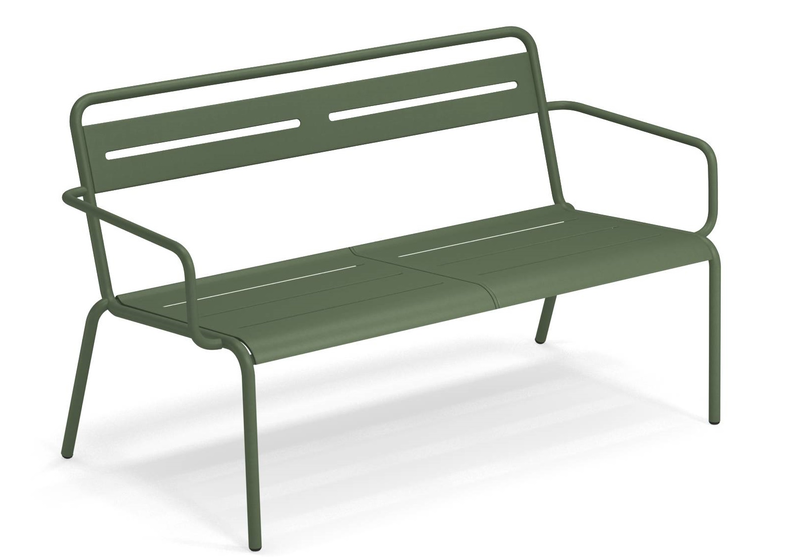Grünes Star Sofa Outdoor von Emu, eine moderne Gartenbank aus Metall für den Außenbereich.
