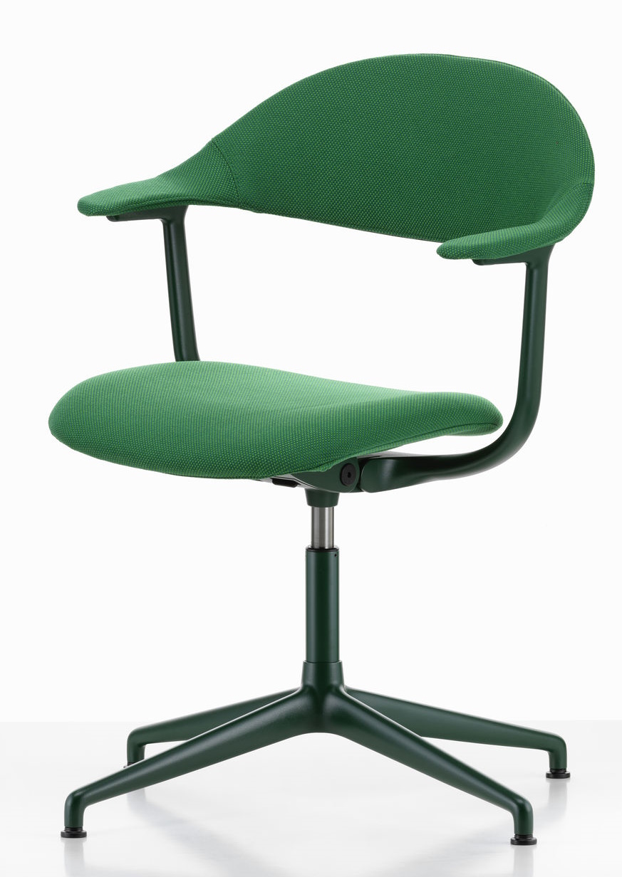 Grüner Mynt Bürostuhl mit Polsterung von Vitra, ergonomischer Drehstuhl für das Büro.